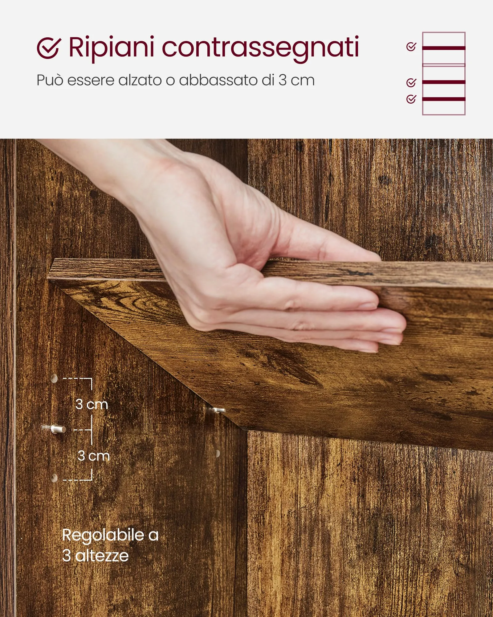 VASAGLE CUSTOS Libreria a 5 Ripiani Regolabili, Marrone Vintage LBC165X01 - immagine 7