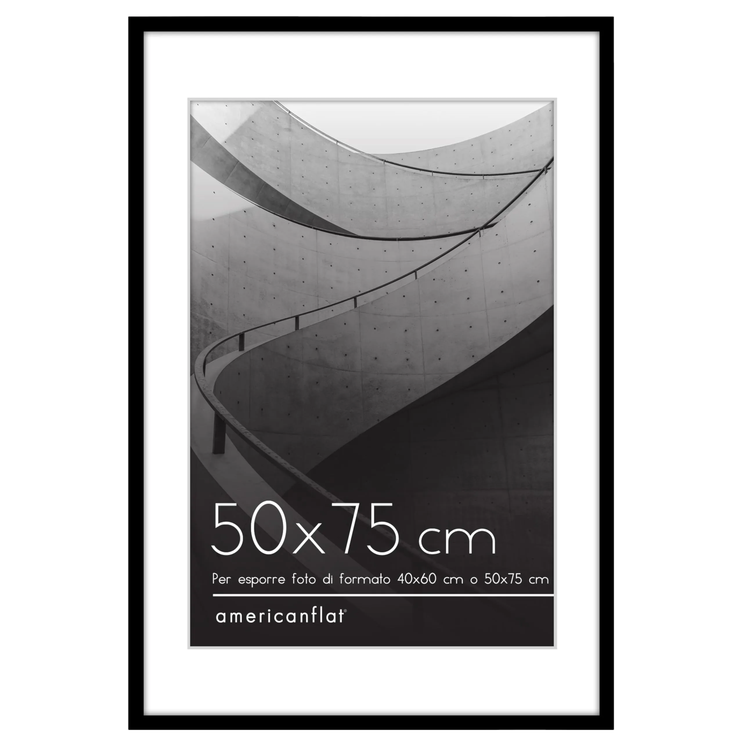 Americanflat Cornice 50x75 cm Nera con Passepartout per 40x60 cm - immagine 1