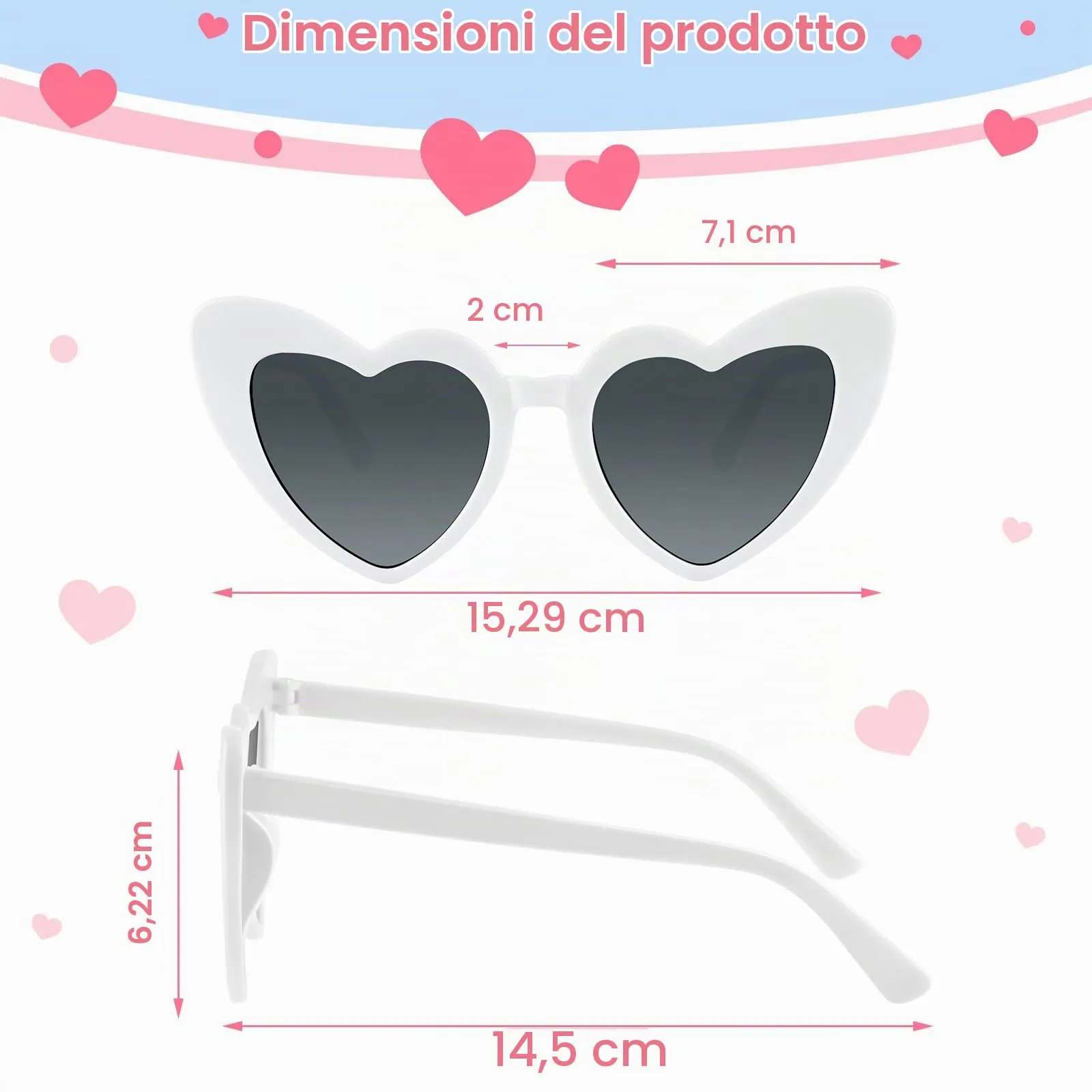 BOUBONI Occhiali da sole a forma di cuore vintage, confezione da 6/12/24/48 pezzi - immagine 2