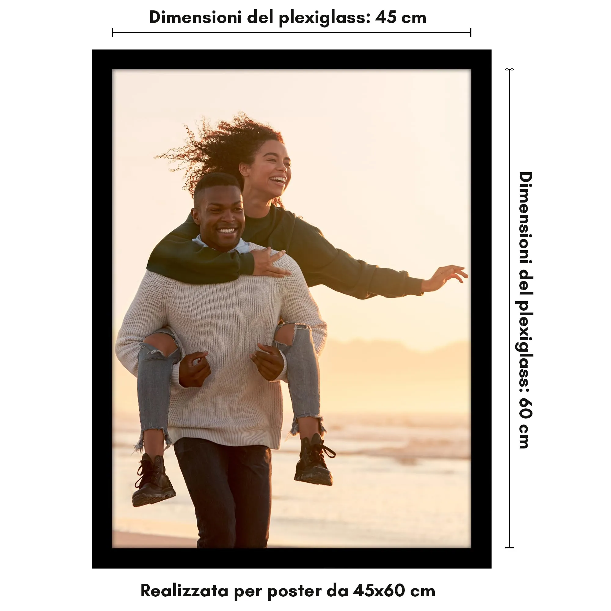 Americanflat Cornice in Legno MDF 45x60 cm, Nera - immagine 2