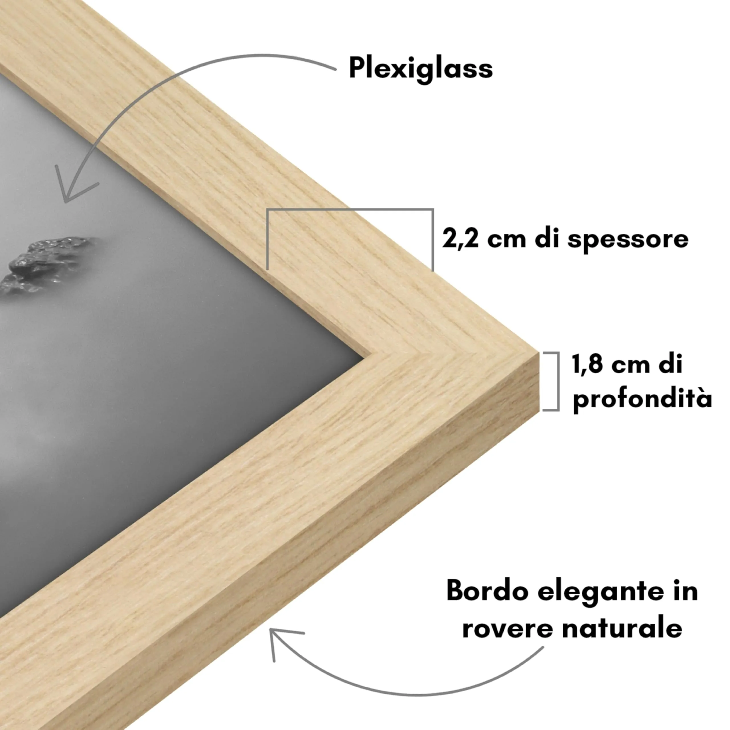 Americanflat Cornice 35x50 cm Effetto Rovere Naturale in Legno MDF - immagine 3