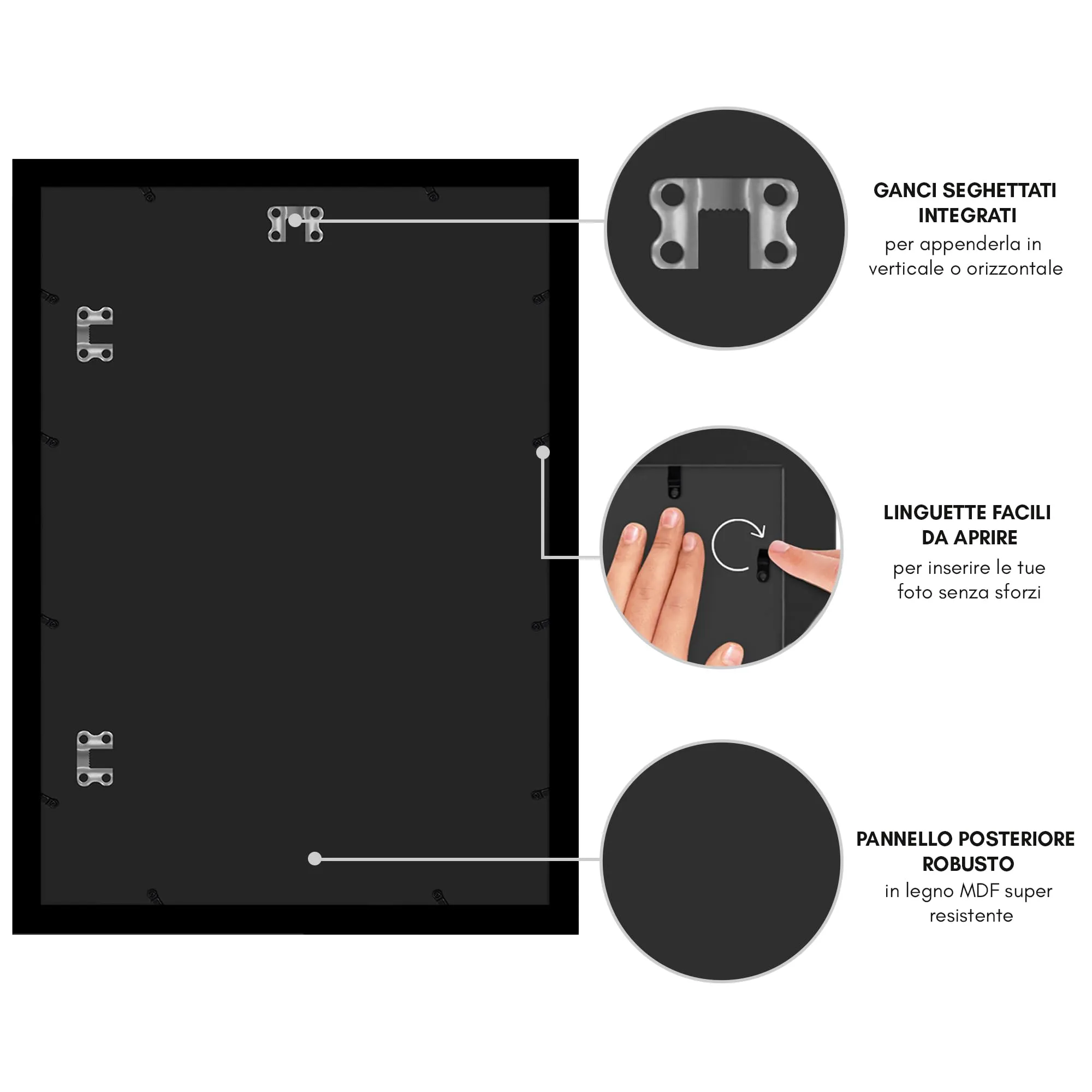 Americanflat Cornice in Legno MDF 35x50 cm, Nero - immagine 7