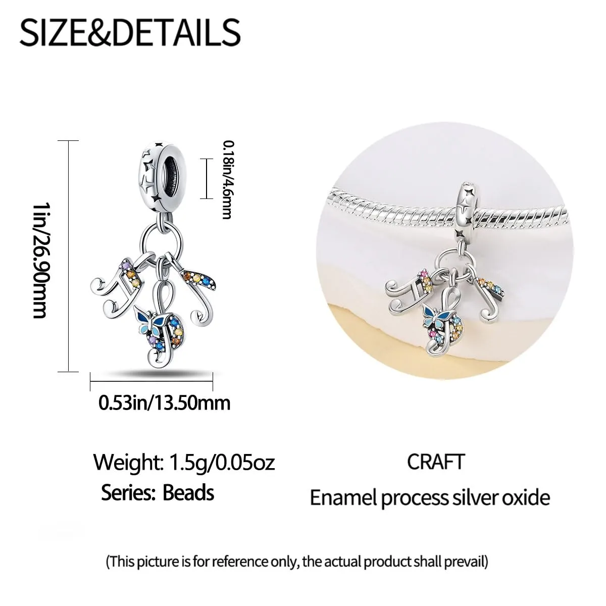 Pandach Bead Charm in Argento Sterling 925 con Cubic Zirconia per Braccialetti e Collane Europei - immagine 5