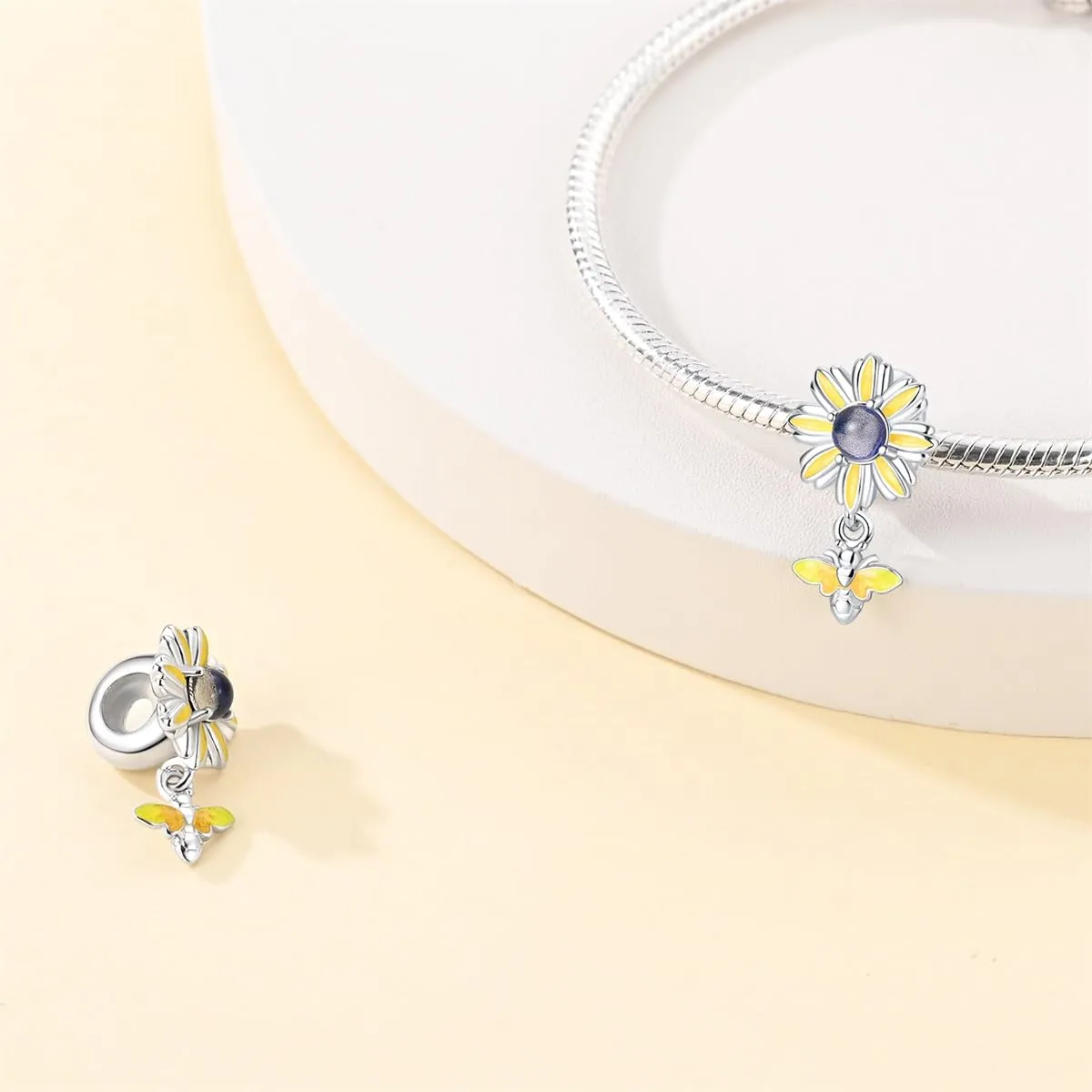 Pandach Bead Charm in Argento Sterling 925 con Cubic Zirconia per Braccialetti e Collane Europei - immagine 2