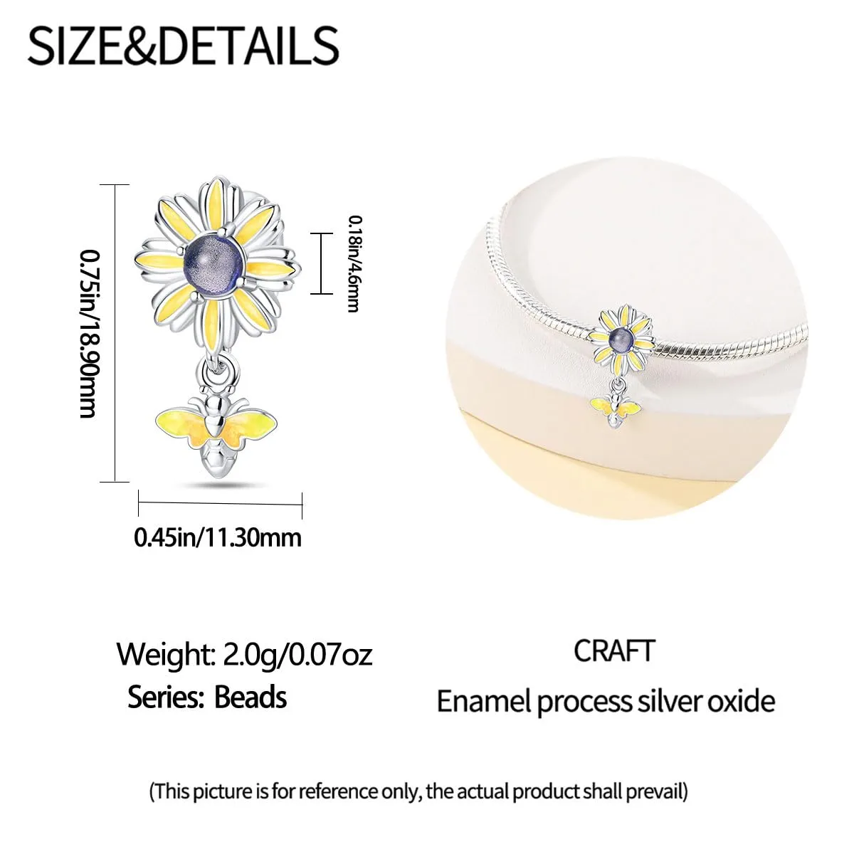 Pandach Bead Charm in Argento Sterling 925 con Cubic Zirconia per Braccialetti e Collane Europei - immagine 5