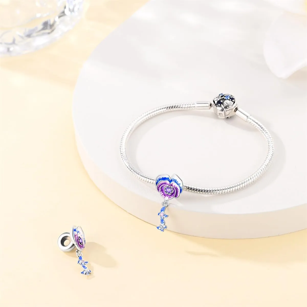 Pandach Bead Charm Ciondolo Argento Sterling 925 con Cubic Zirconia per Braccialetti e Collane Europei - immagine 3