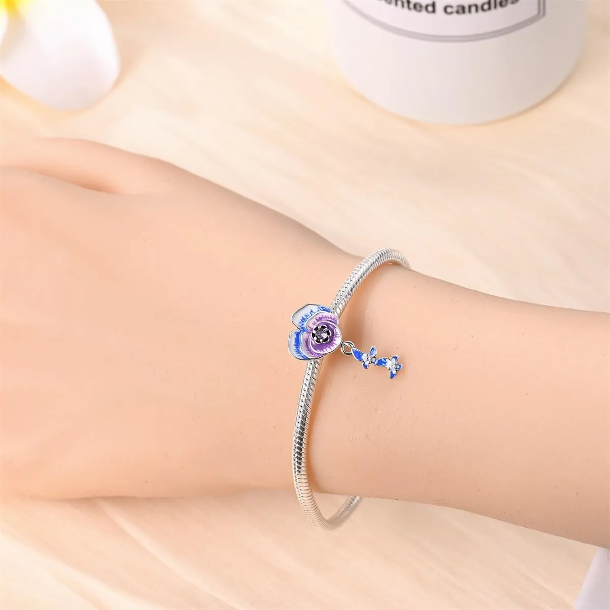 Pandach Bead Charm Ciondolo Argento Sterling 925 con Cubic Zirconia per Braccialetti e Collane Europei - immagine 4