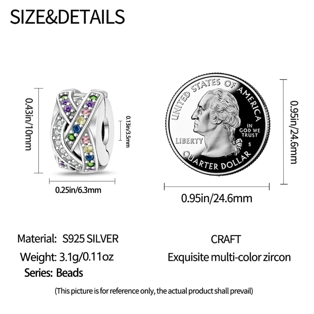 Pandach Bead Charm in Argento Sterling 925 con Cubic Zirconia per Braccialetti e Collane Europei - immagine 5