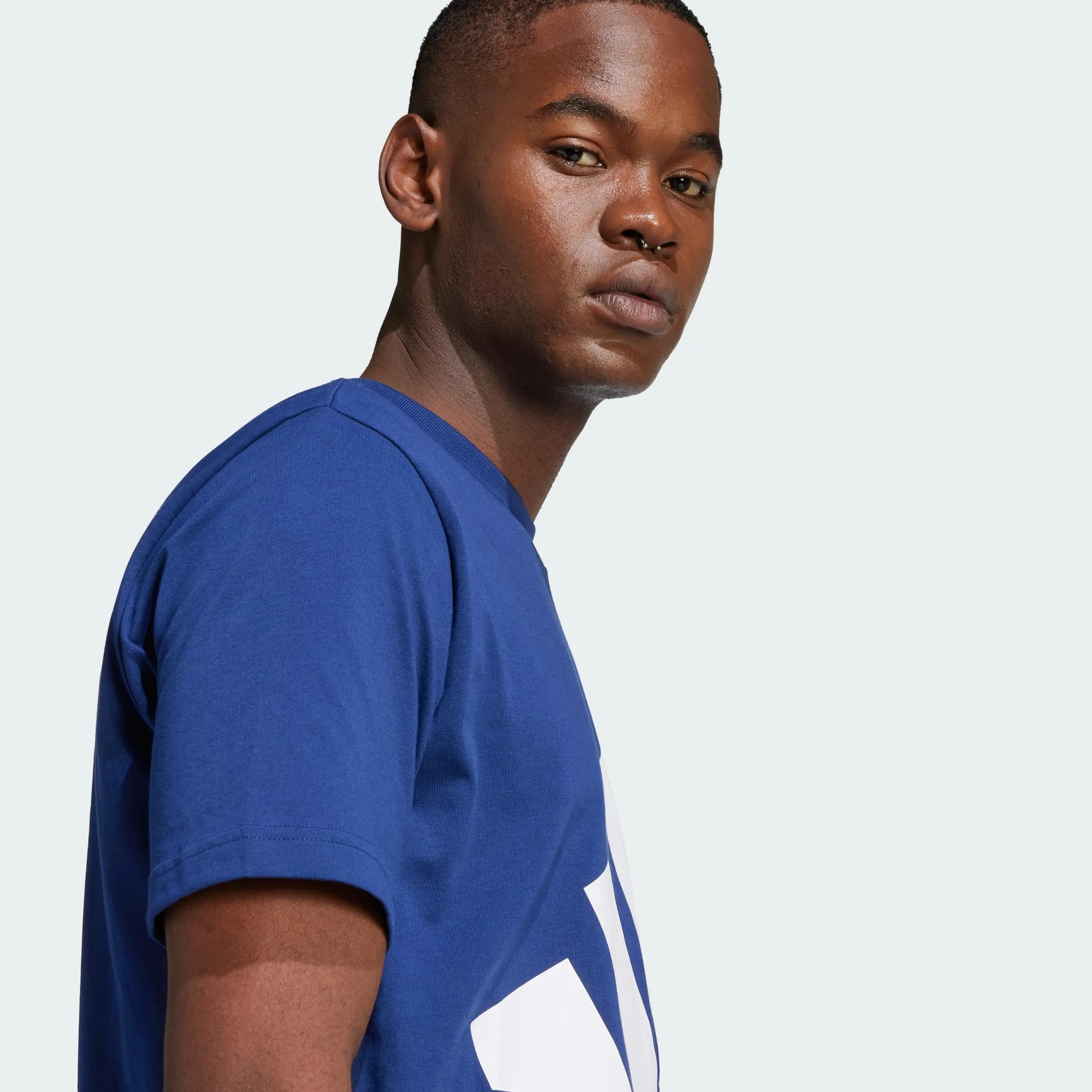 adidas Homme Essentials Big Logo Single Jersey Tee, Dark Blue/White, L - immagine 7