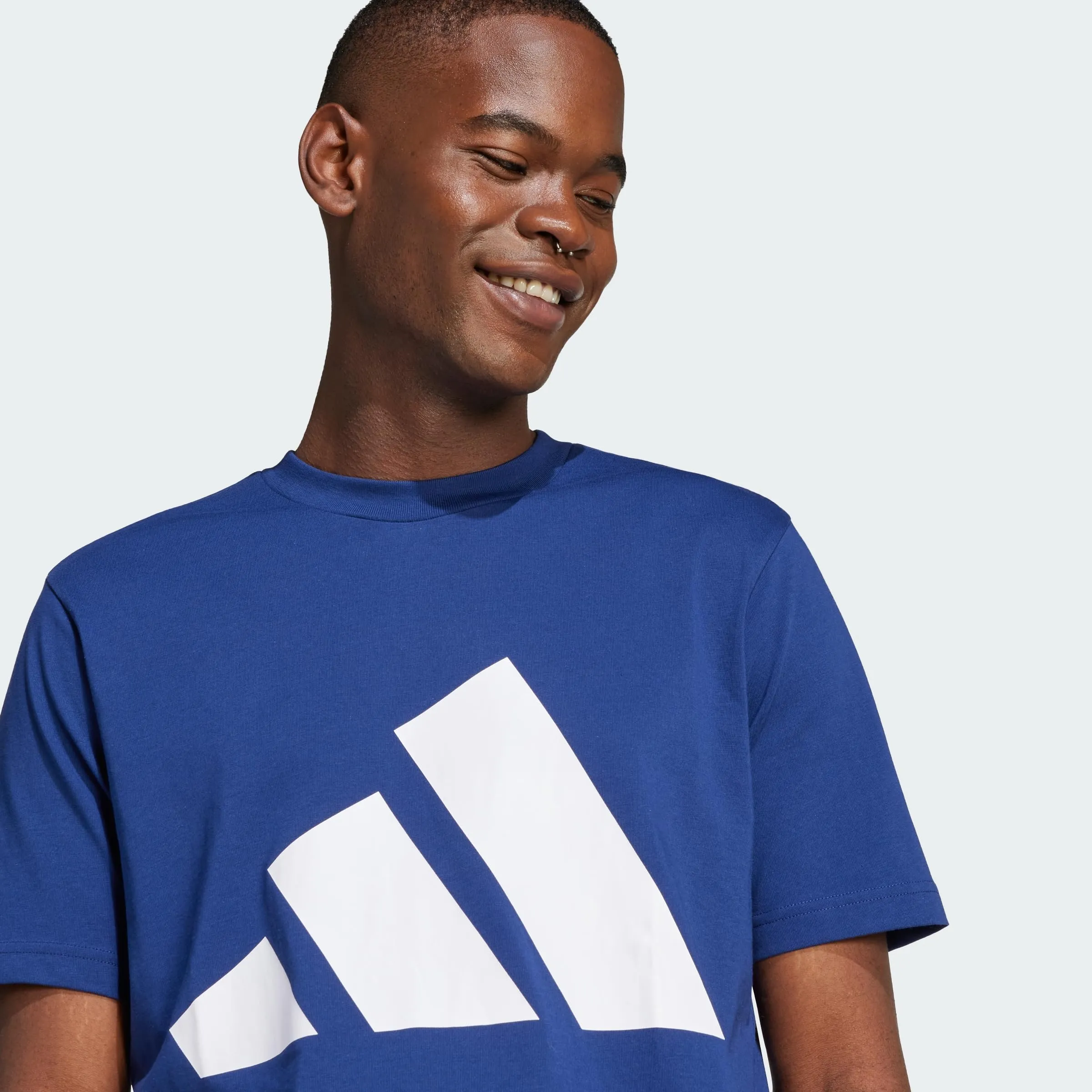 adidas Homme Essentials Big Logo Single Jersey Tee, Dark Blue/White, L - immagine 8