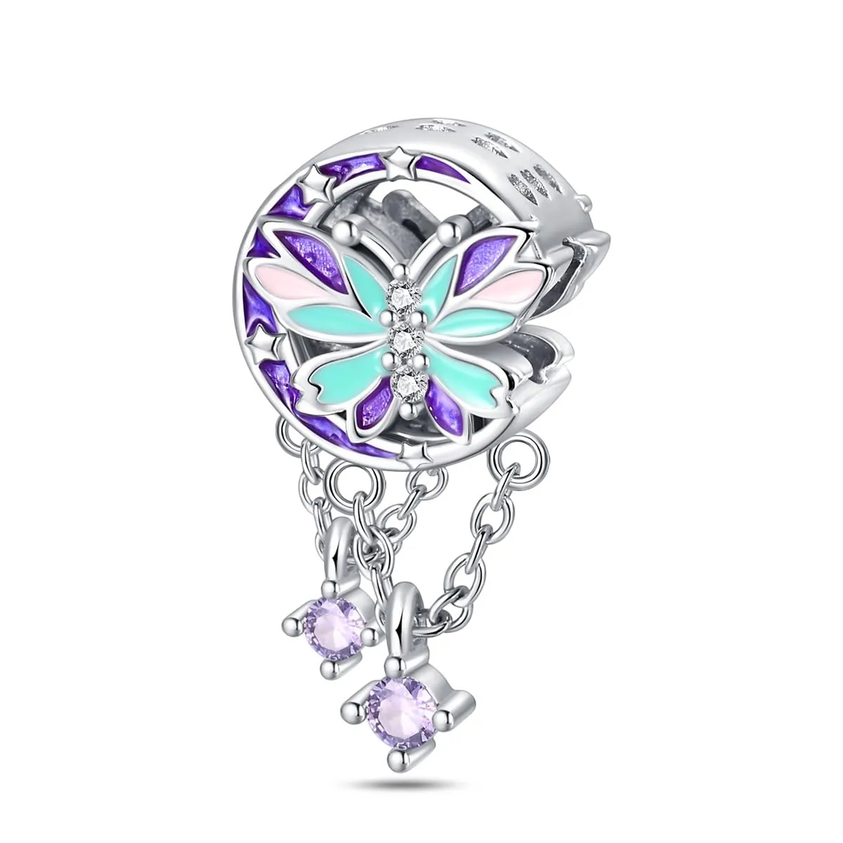 Pandach Bead Charm Ciondolo Argento Sterling 925 con Cubic Zirconia per Braccialetti e Collane Europei - immagine 1