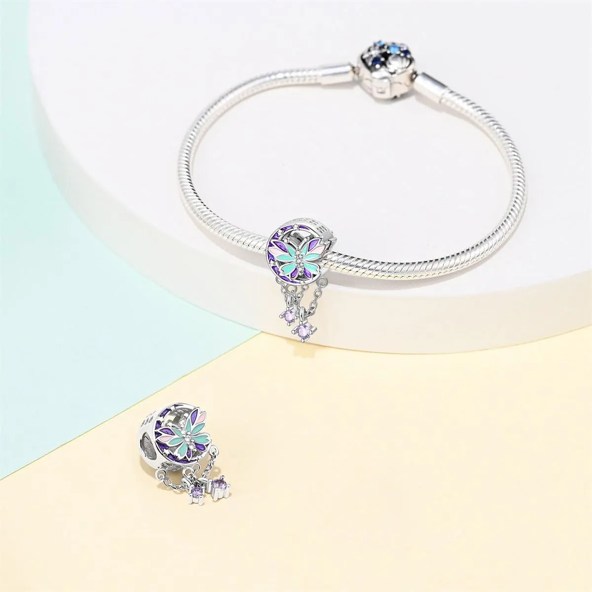 Pandach Bead Charm Ciondolo Argento Sterling 925 con Cubic Zirconia per Braccialetti e Collane Europei - immagine 3