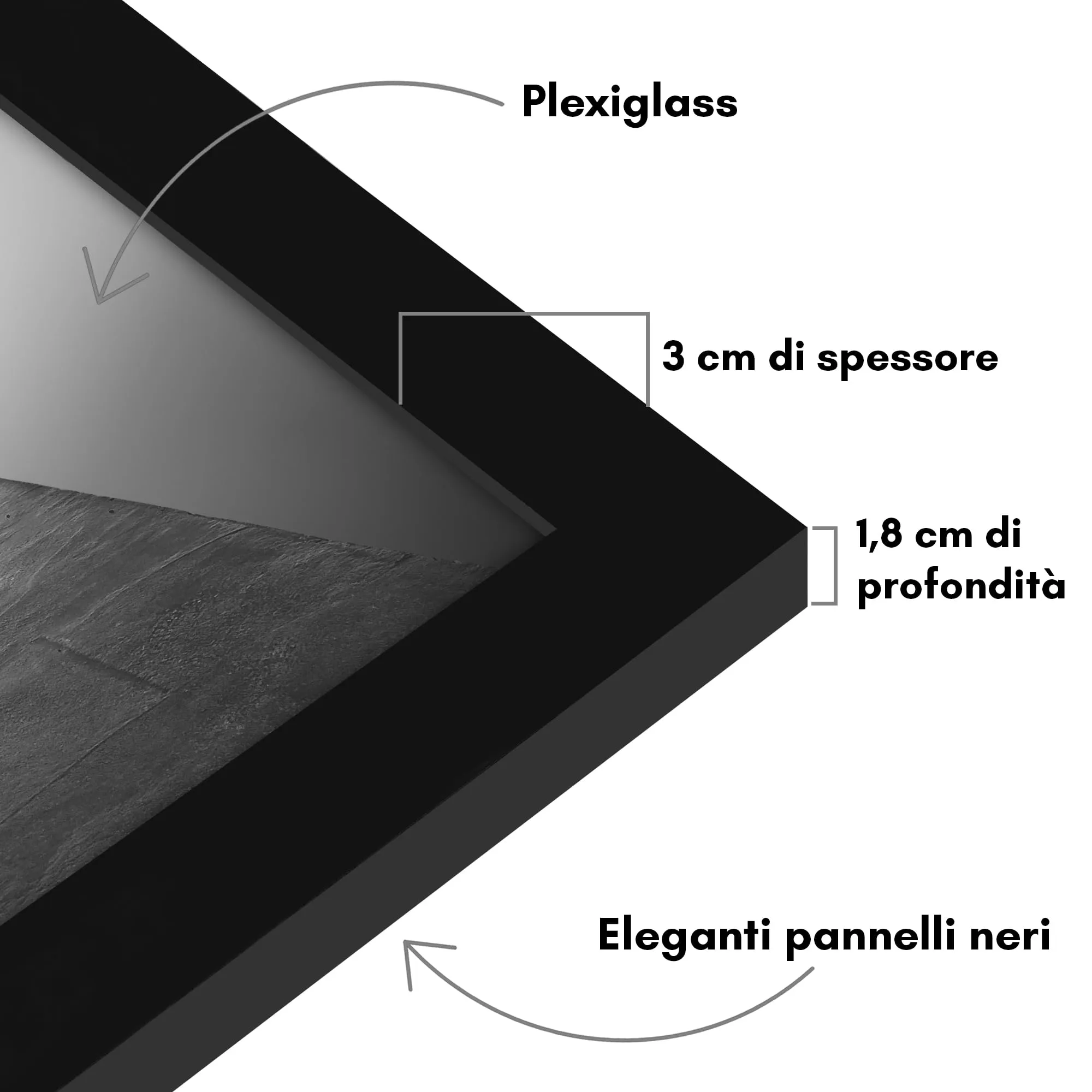 Americanflat Cornice Quadrata in Legno MDF, 40x40 cm, Nero - immagine 3