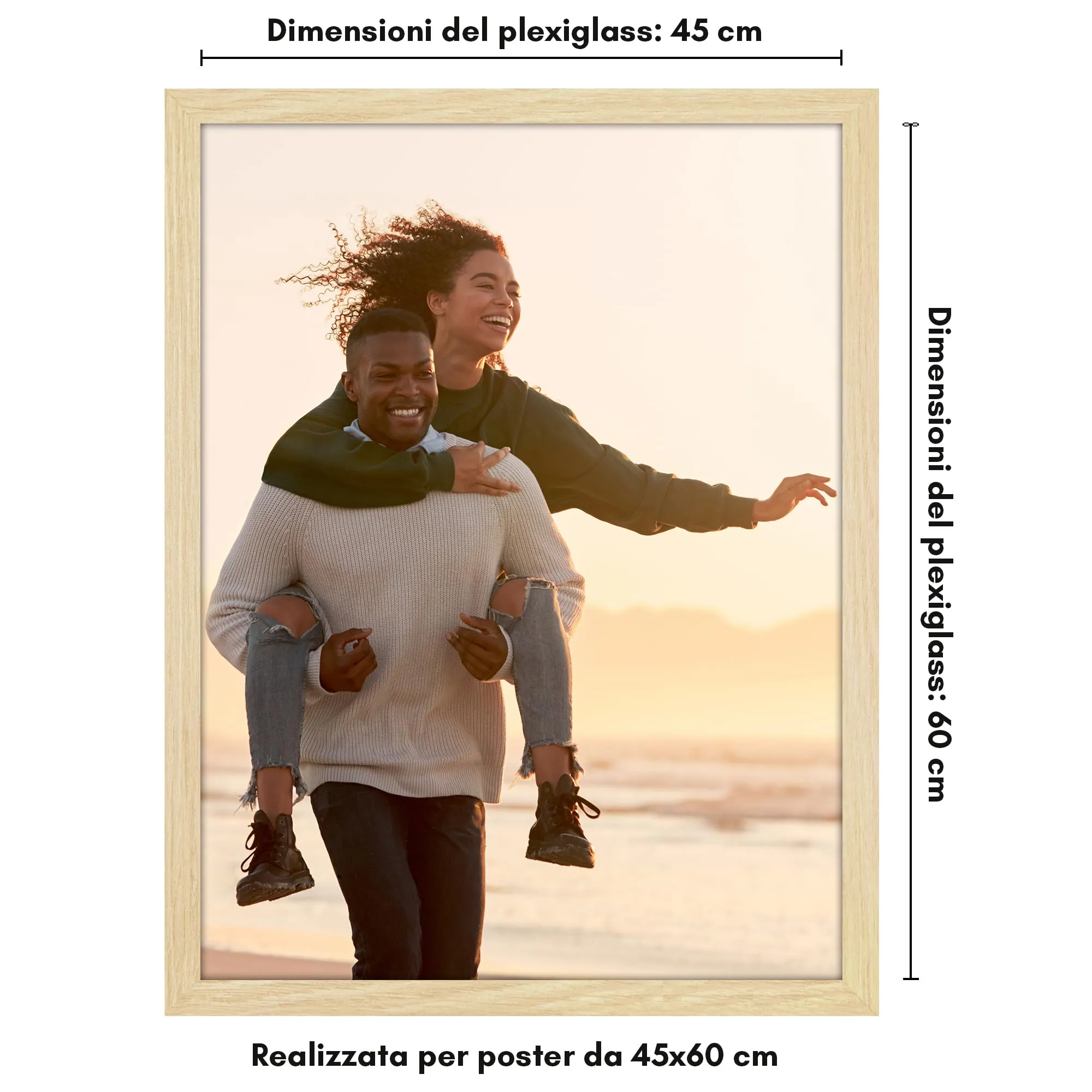 Americanflat Cornice Effetto Rovere Naturale 45x60 cm in Legno MDF - immagine 2
