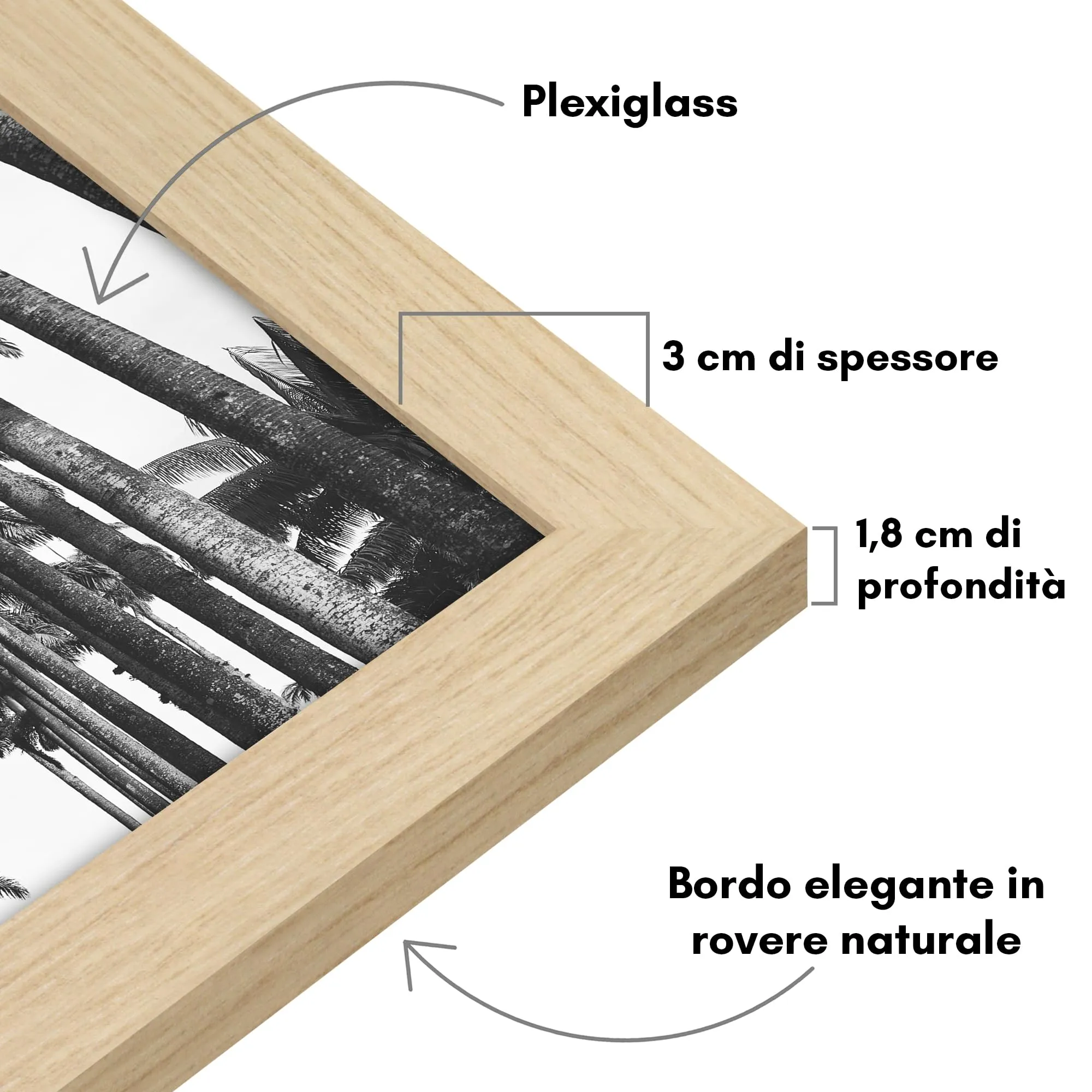 Americanflat Cornice Effetto Rovere Naturale 45x60 cm in Legno MDF - immagine 3