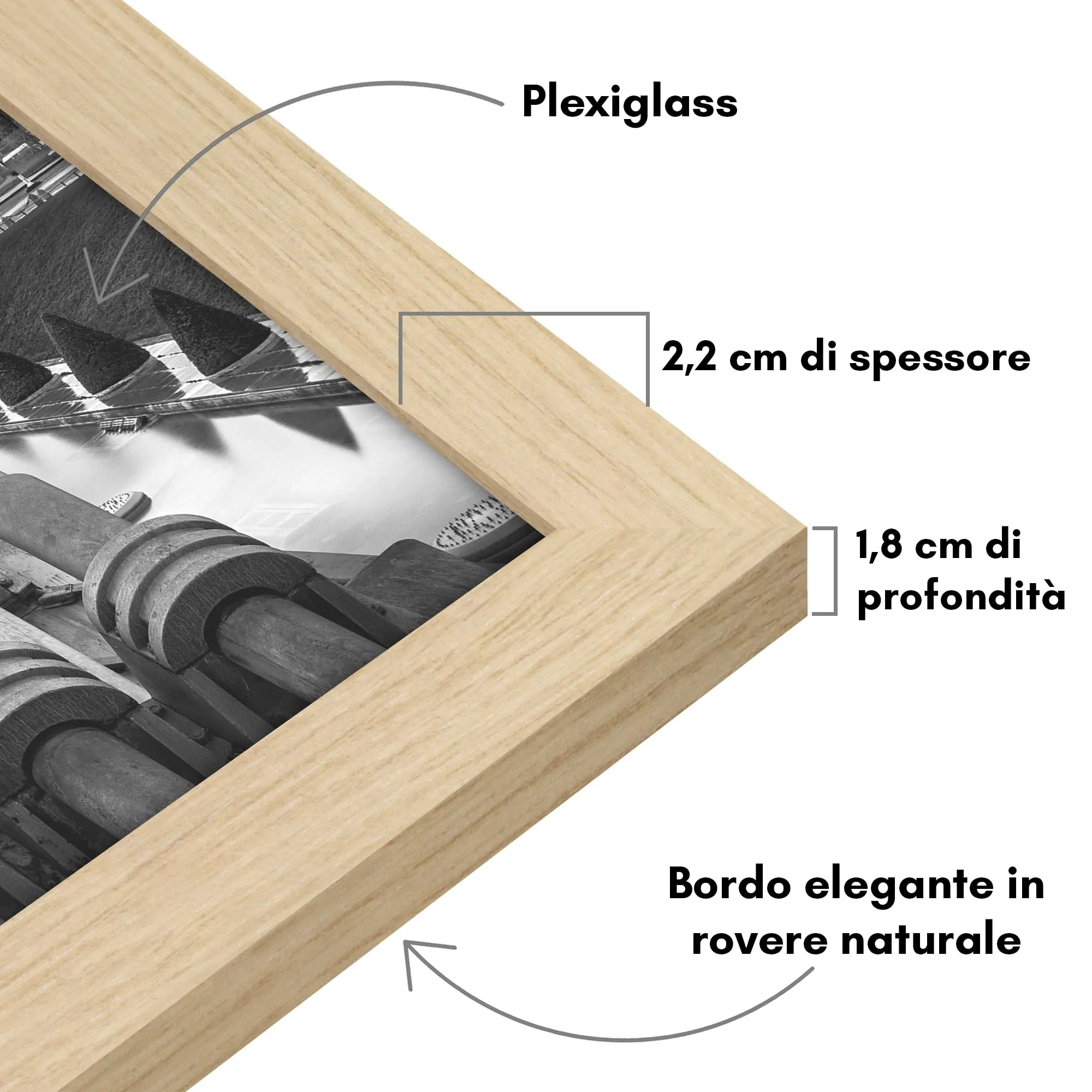 Americanflat Cornice 30x45 cm Effetto Rovere Naturale in Legno MDF - immagine 3