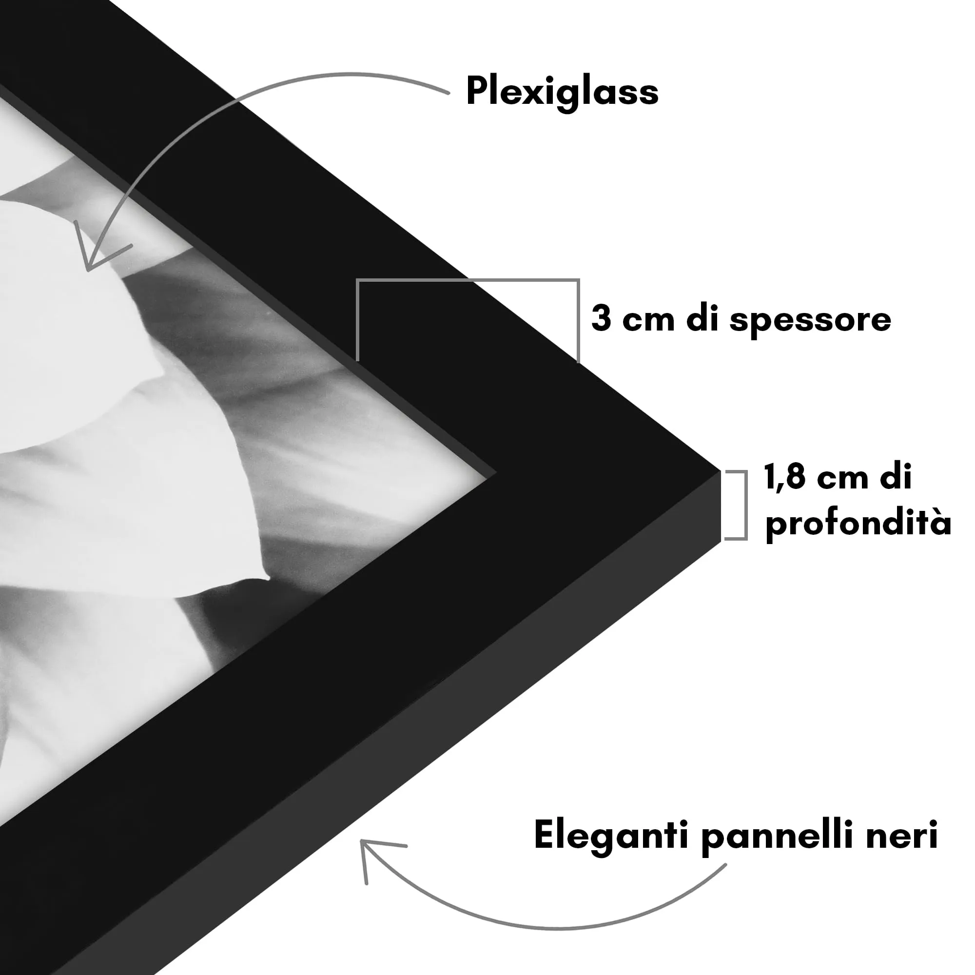 Americanflat Cornice in Legno MDF, 50x75 cm, Nera - immagine 3