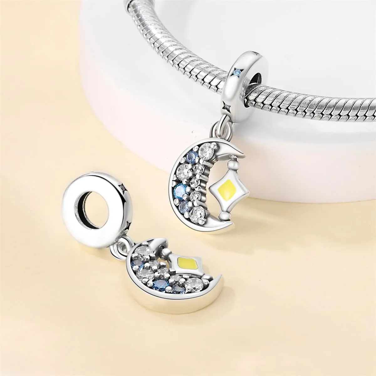 Pandach Bead Charm in Argento Sterling 925 con Cubic Zirconia per Braccialetti e Collane European Style - immagine 2