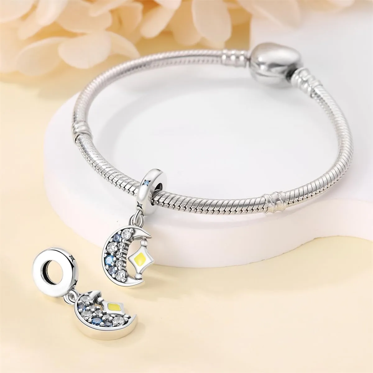 Pandach Bead Charm in Argento Sterling 925 con Cubic Zirconia per Braccialetti e Collane European Style - immagine 3