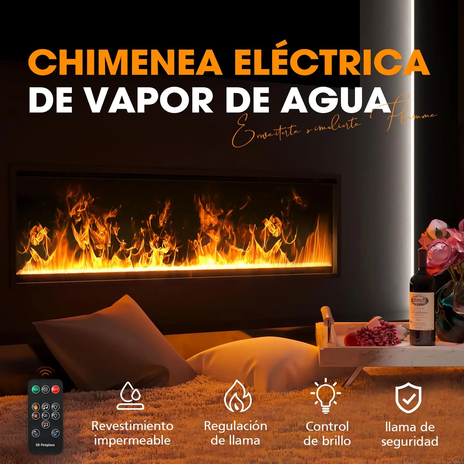 Mexhom Camino Elettrico a Vapore Acqueo 3D 120cm BILU-DANS-120 - immagine 5