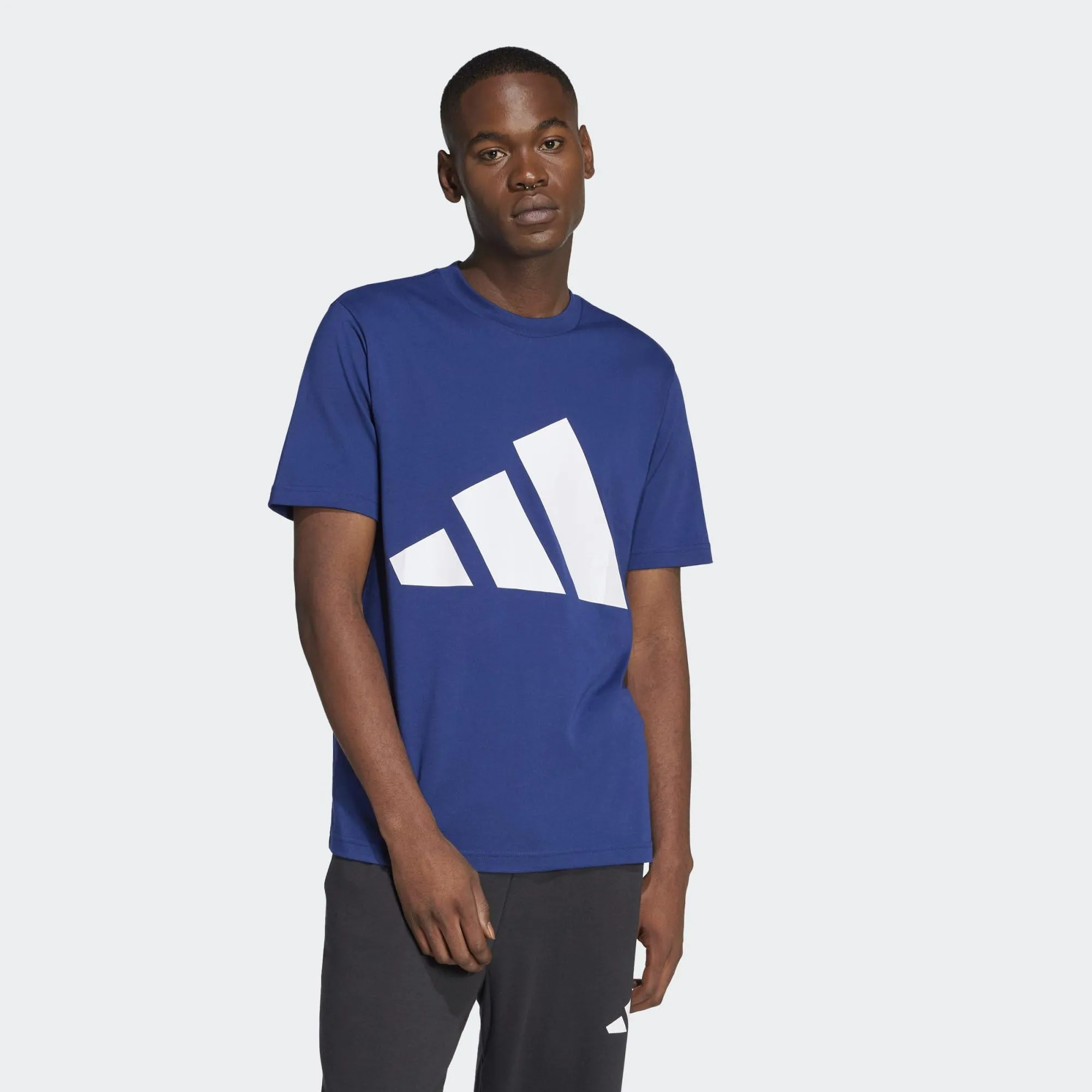 adidas Homme Essentials Big Logo Single Jersey Tee, Dark Blue/White, XS - immagine 2
