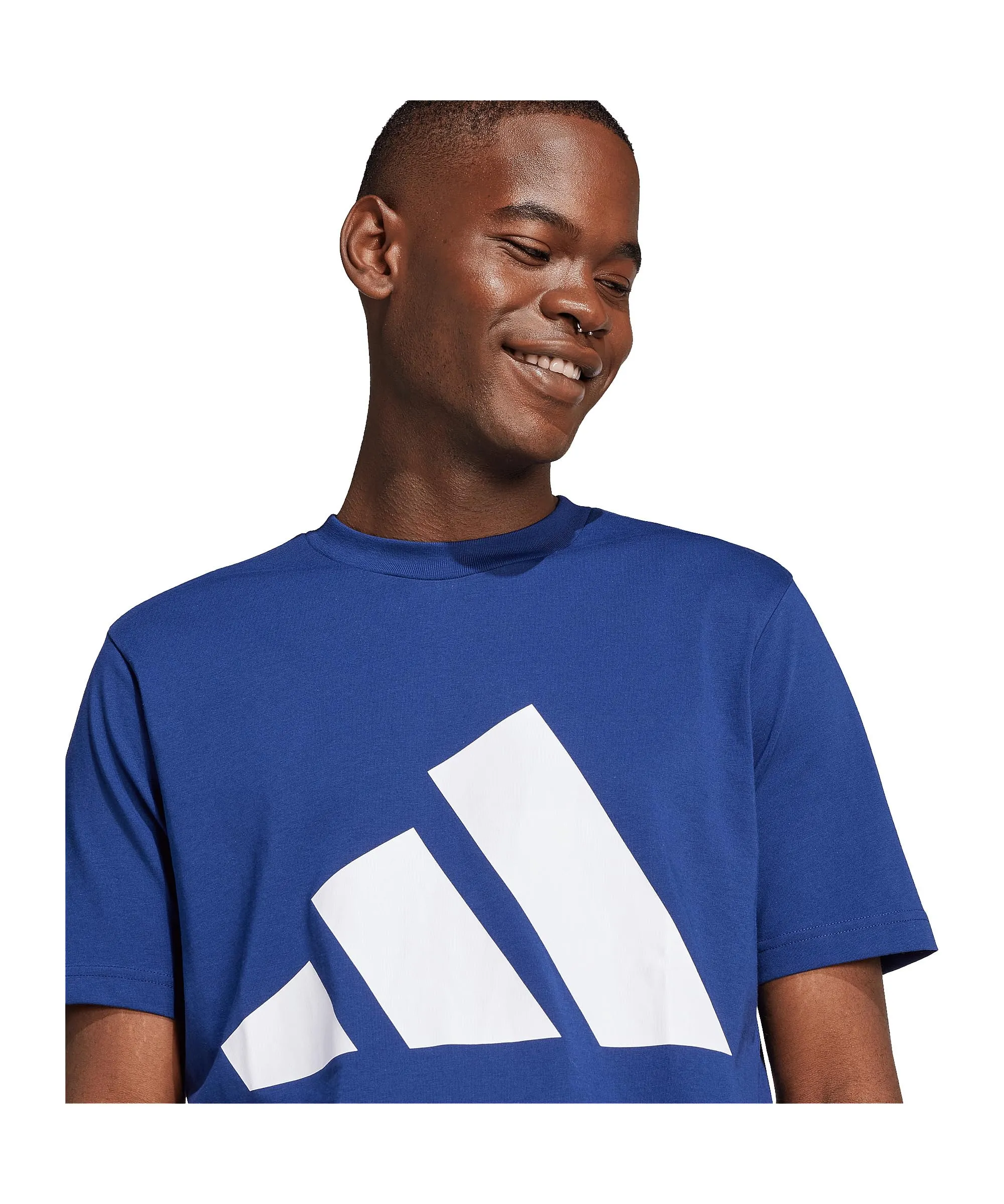 adidas Homme Essentials Big Logo Single Jersey Tee, Dark Blue/White, XS - immagine 3