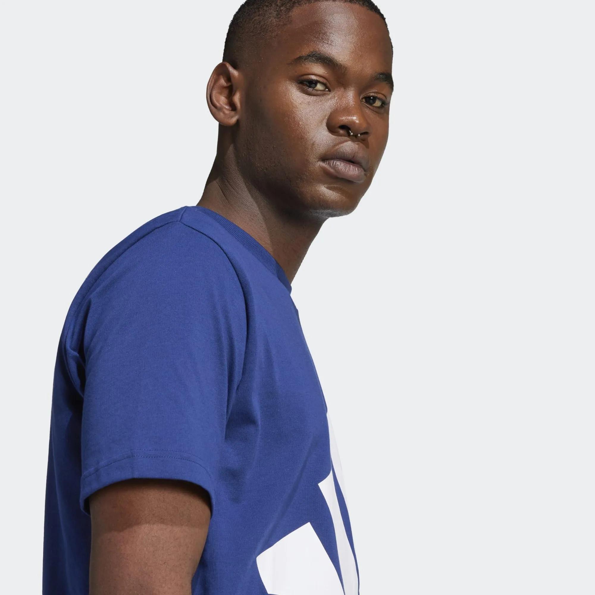 adidas Homme Essentials Big Logo Single Jersey Tee, Dark Blue/White, XS - immagine 7