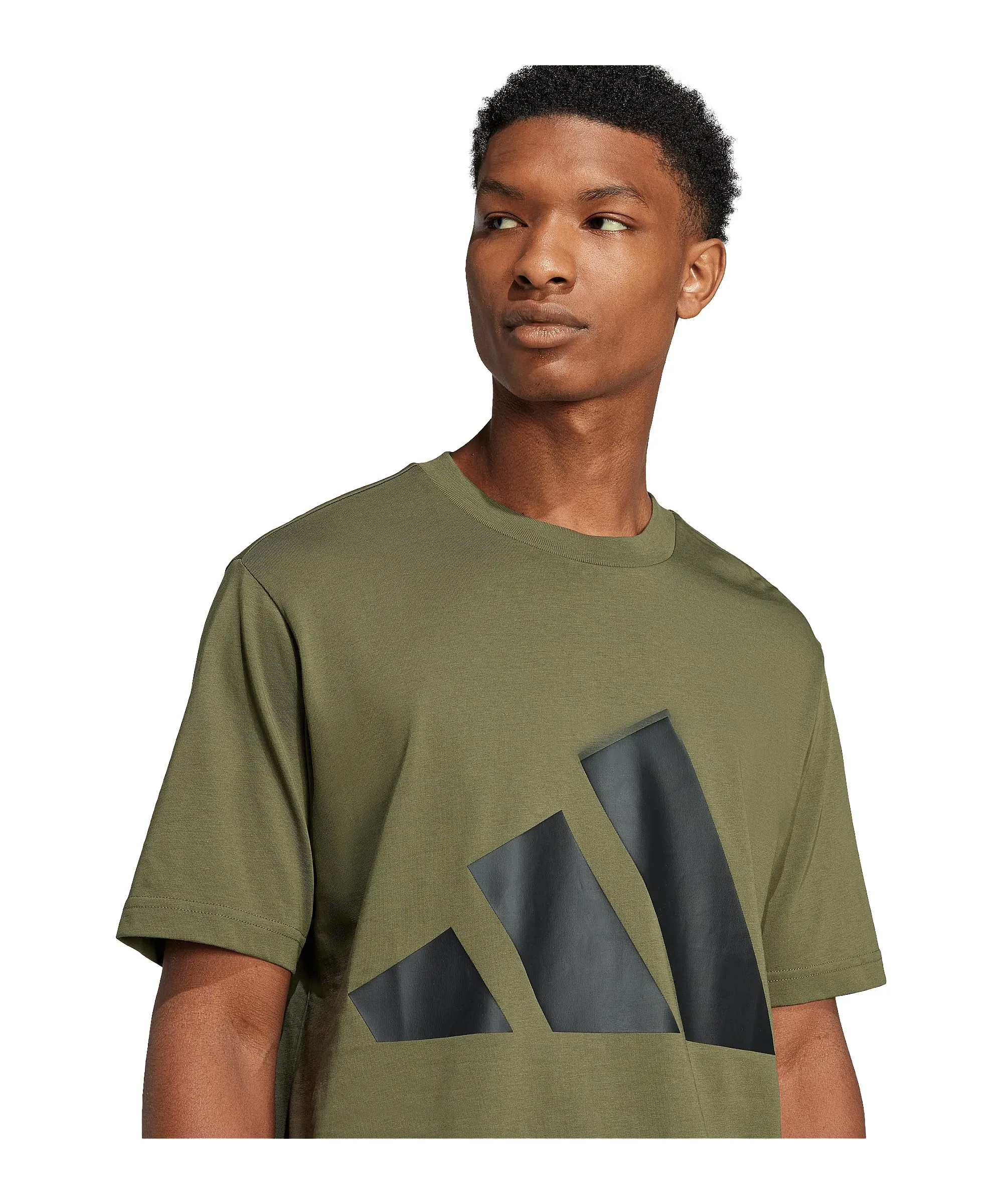 adidas Essentials Big Logo Single Jersey Shirt, Olive Strata/Black, S - immagine 3