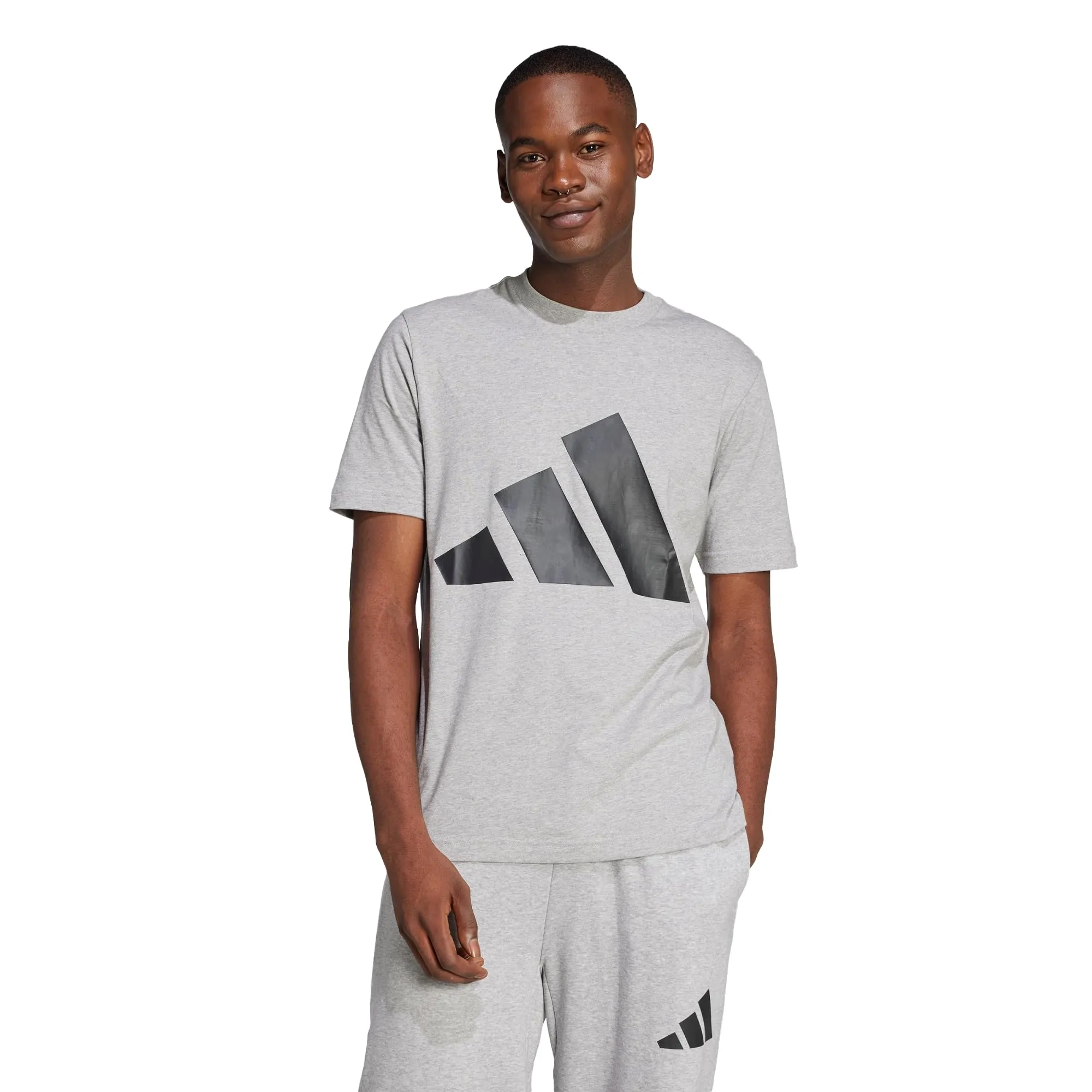 adidas Homme Essentials Big Logo Single Jersey Tee - Medium Grey Heather/Black, S - immagine 2