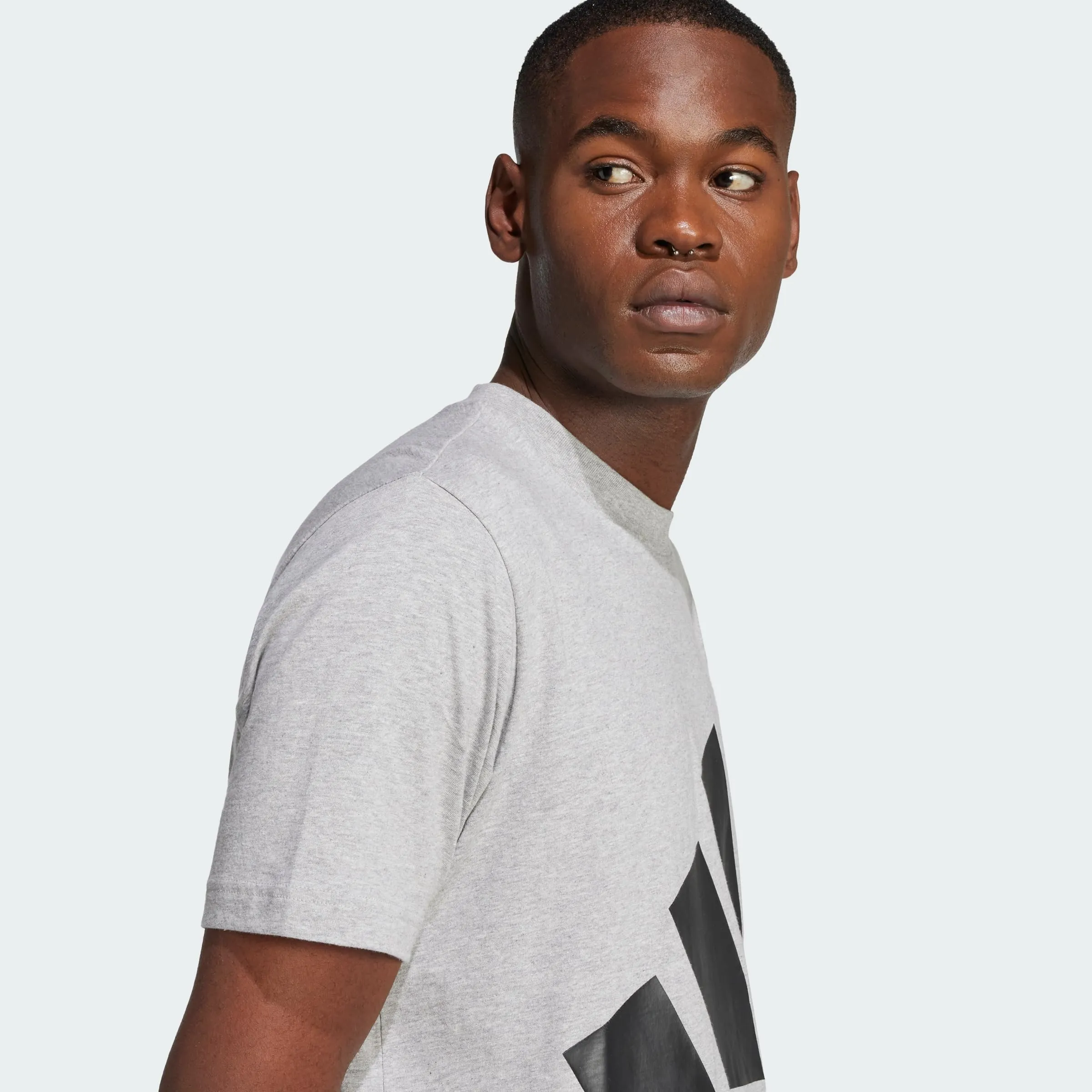 adidas Homme Essentials Big Logo Single Jersey Tee - Medium Grey Heather/Black, S - immagine 6