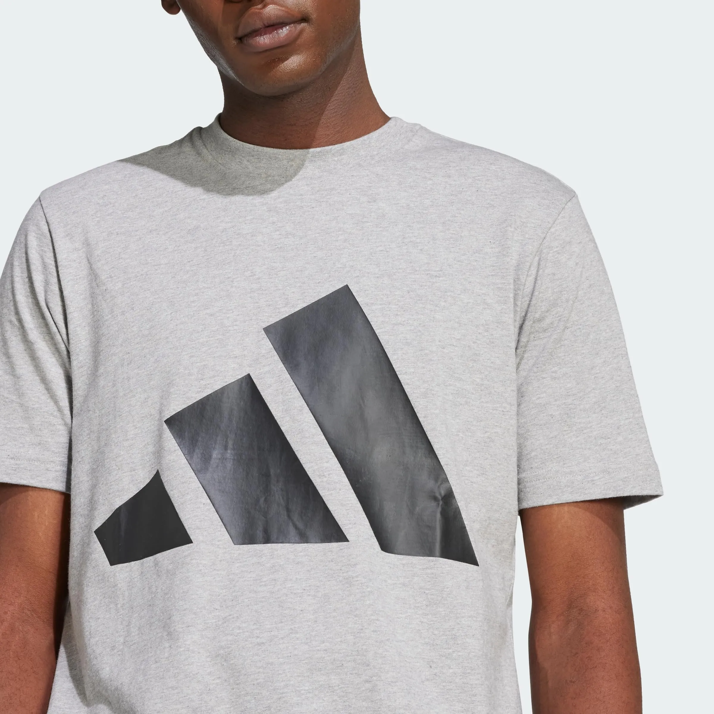 adidas Homme Essentials Big Logo Single Jersey Tee - Medium Grey Heather/Black, S - immagine 7