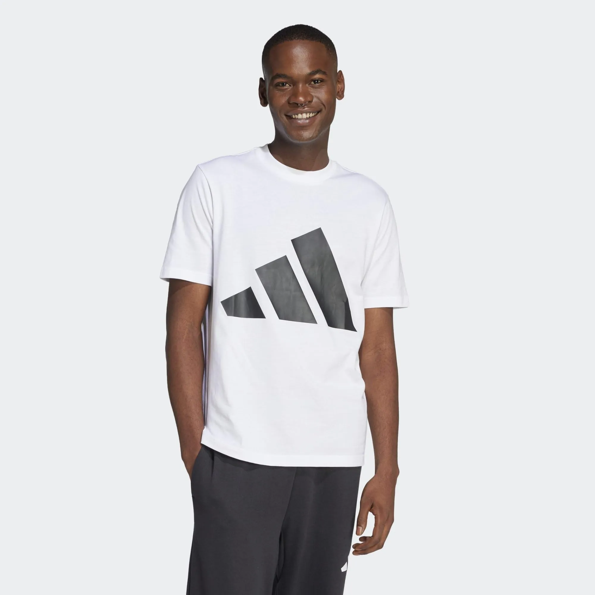 adidas Essentials Big Logo Single Jersey Shirt - White/Black - XS - immagine 2