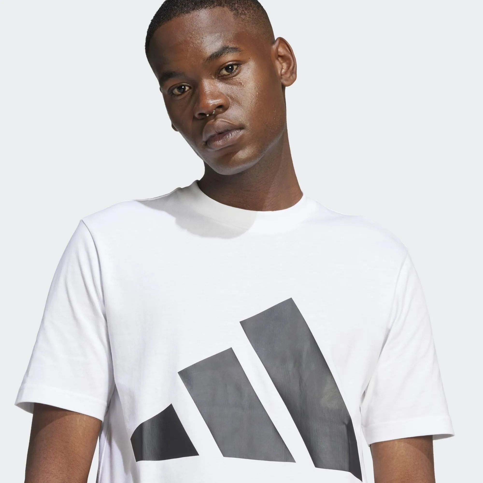 adidas Essentials Big Logo Single Jersey Shirt - White/Black - XS - immagine 6
