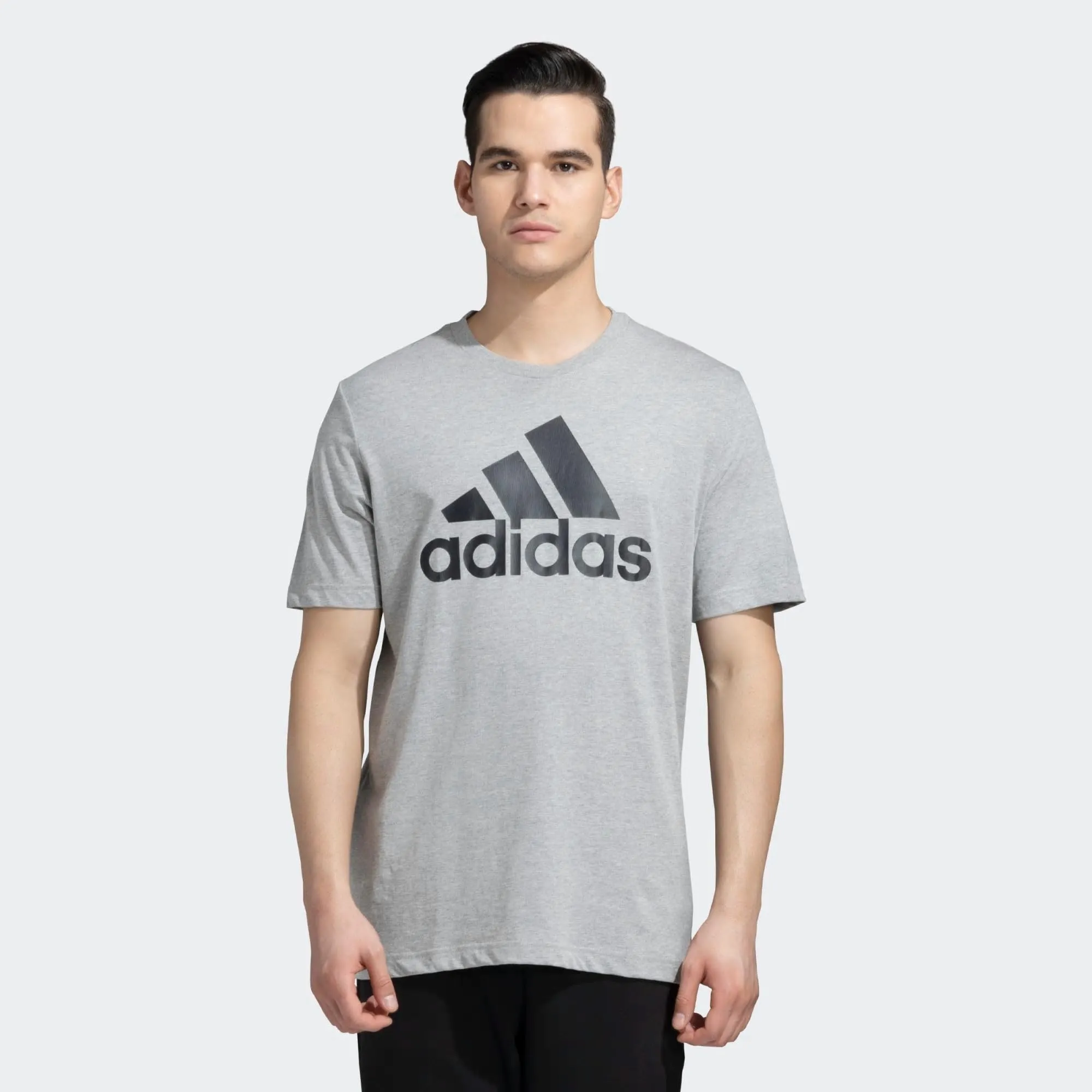 adidas Homme Essentials Big Logo Single Jersey Tee - Medium Grey Heather/Black, XS - immagine 1