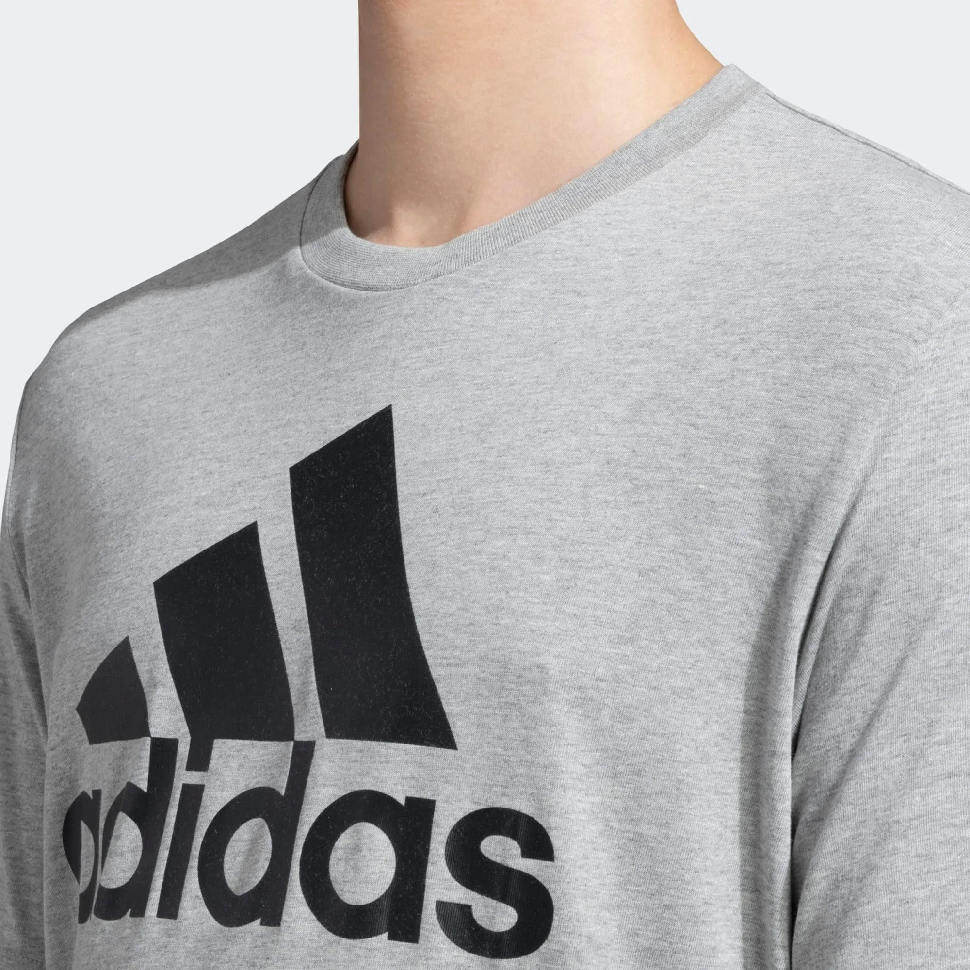 adidas Homme Essentials Big Logo Single Jersey Tee - Medium Grey Heather/Black, XS - immagine 5