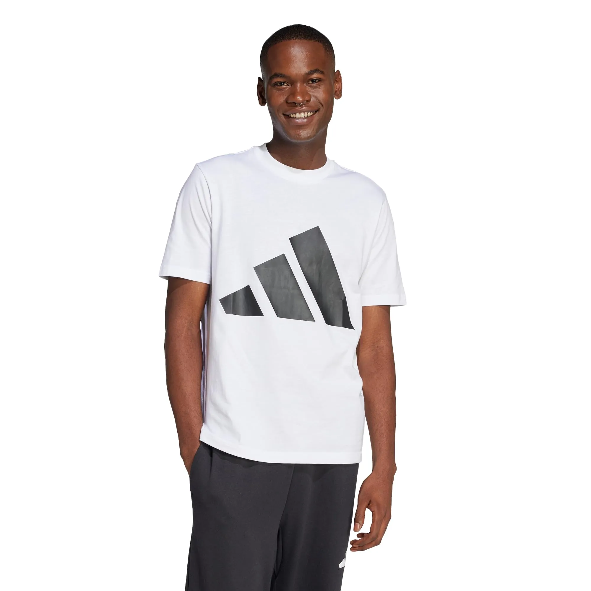 adidas Essentials Big Logo Single Jersey Shirt - White/Black, L - immagine 2