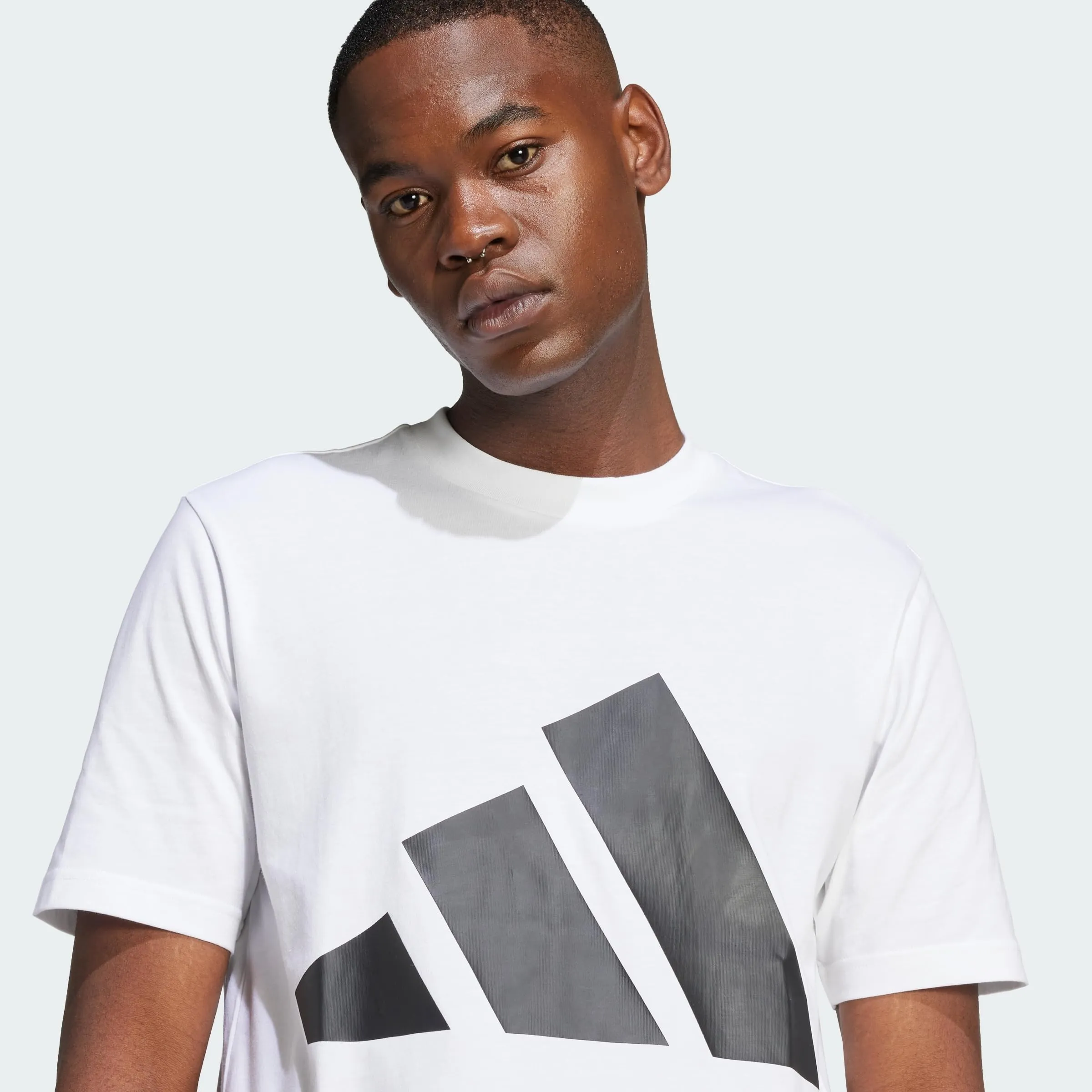 adidas Essentials Big Logo Single Jersey Shirt - White/Black, L - immagine 7