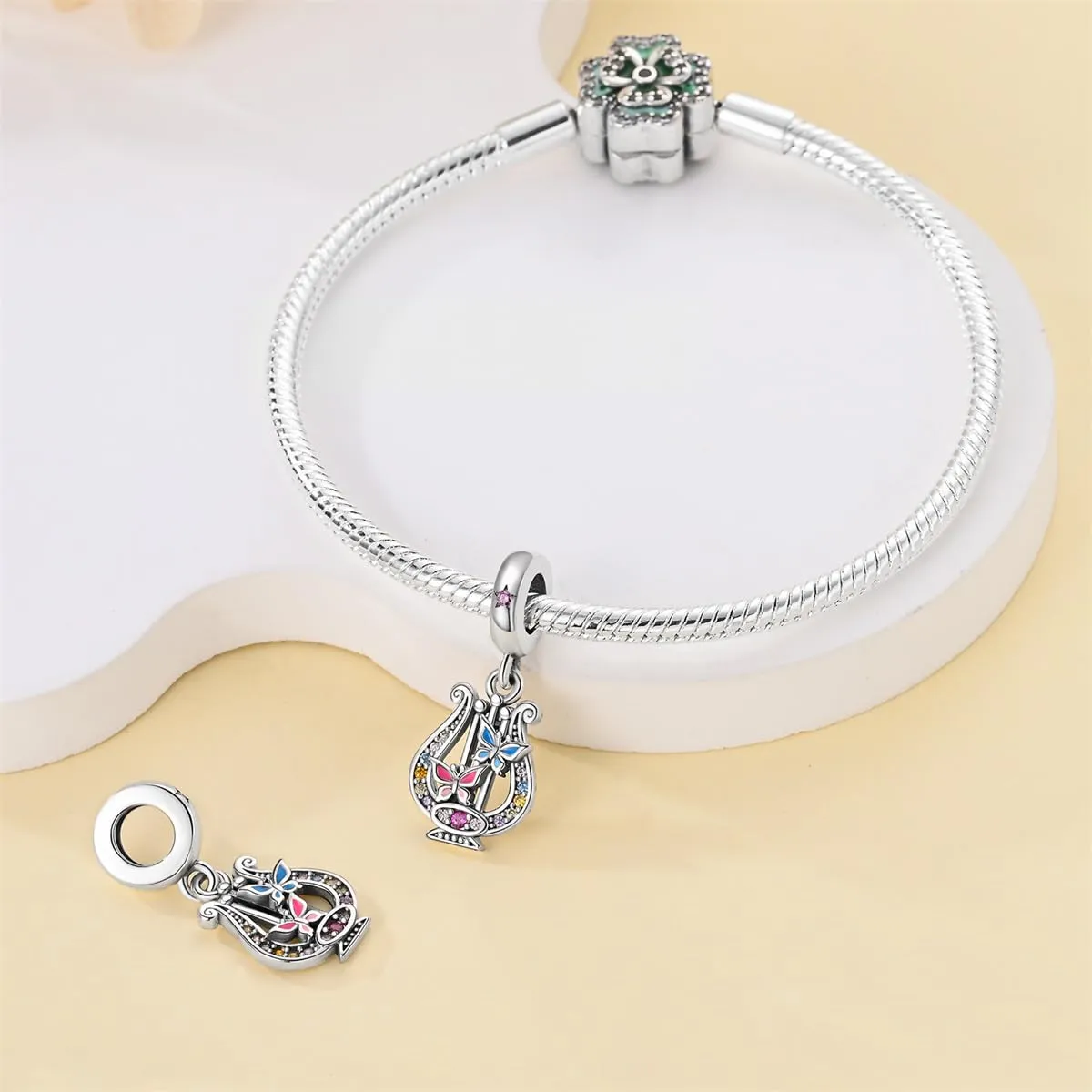 Pandach Bead Charm in Argento Sterling 925 con Cubic Zirconia per Braccialetti e Collane Europee - immagine 3