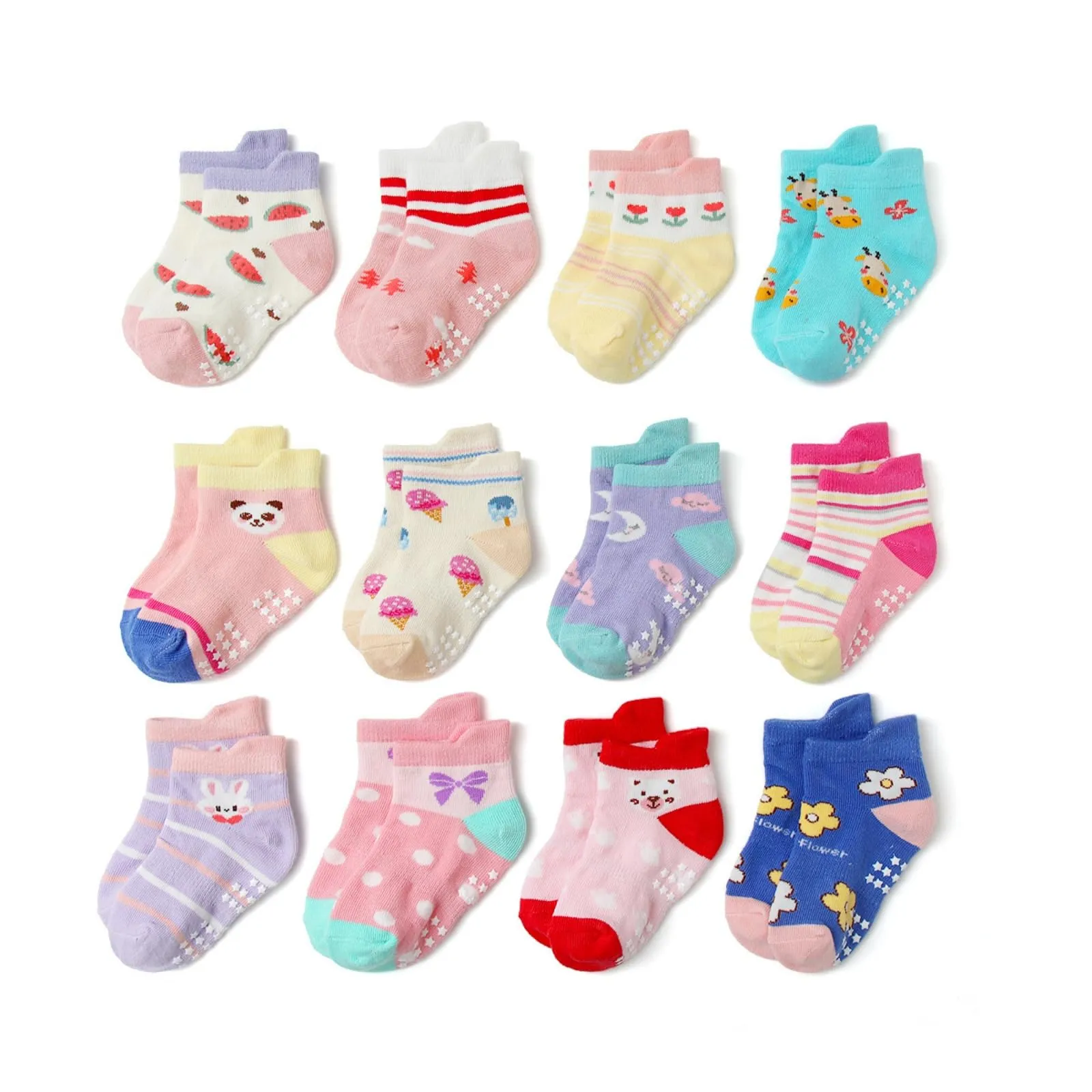 HaimoBurg Calze Antiscivolo in Cotone per Bambini, 12 Paia, 1-5 Anni - immagine 1
