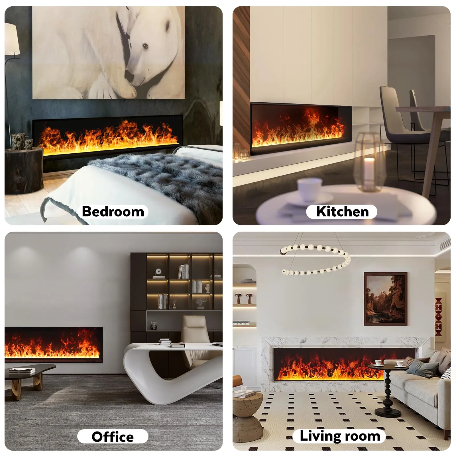 Mexhom Camino Elettrico a Vapore Acqueo 3D, 150cm, BILU-DANS-150 - immagine 3