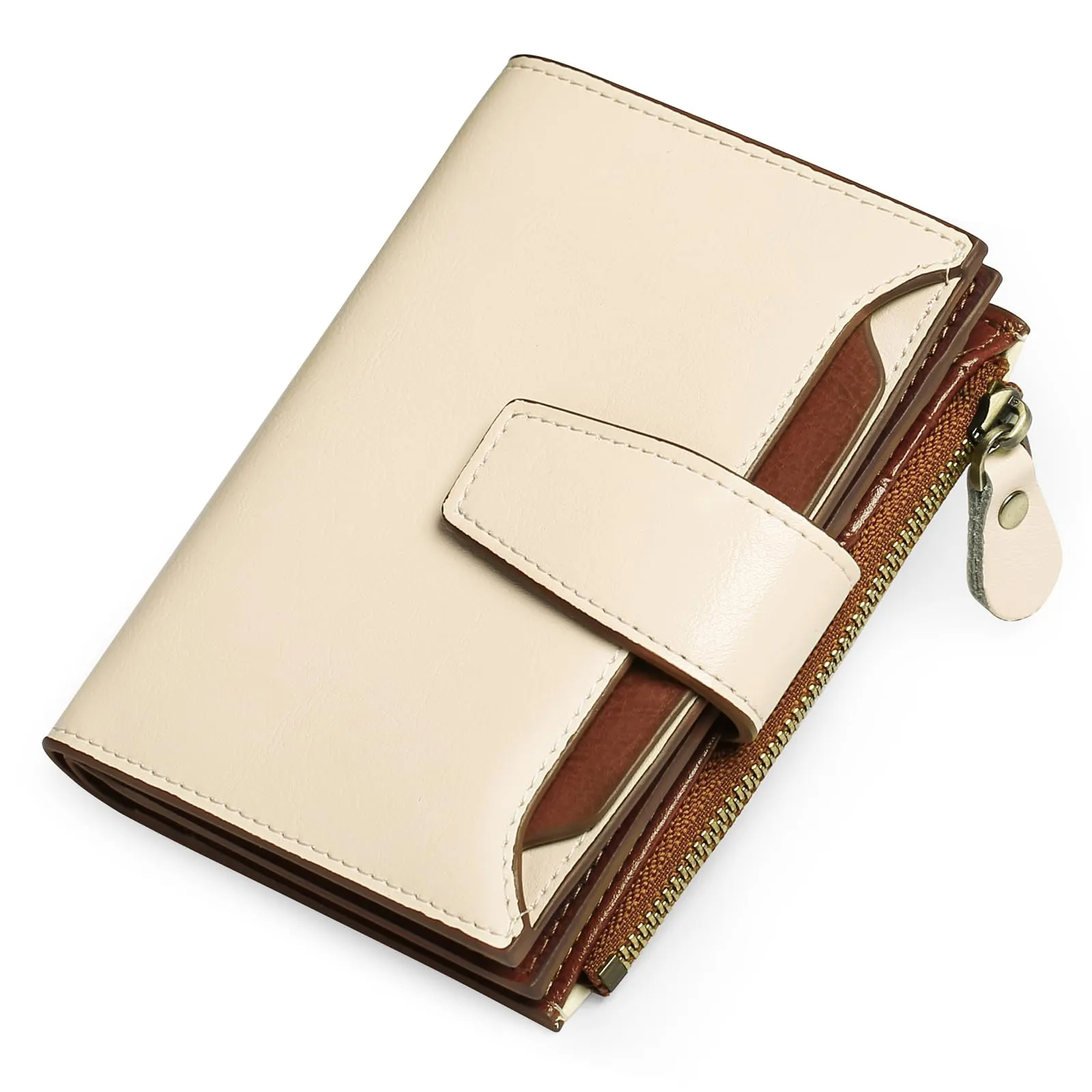 SENDEFN Portafoglio Donna in Pelle Vera con RFID Blocking, 14 Slot Carte e Portamonete con Cerniera - immagine 1