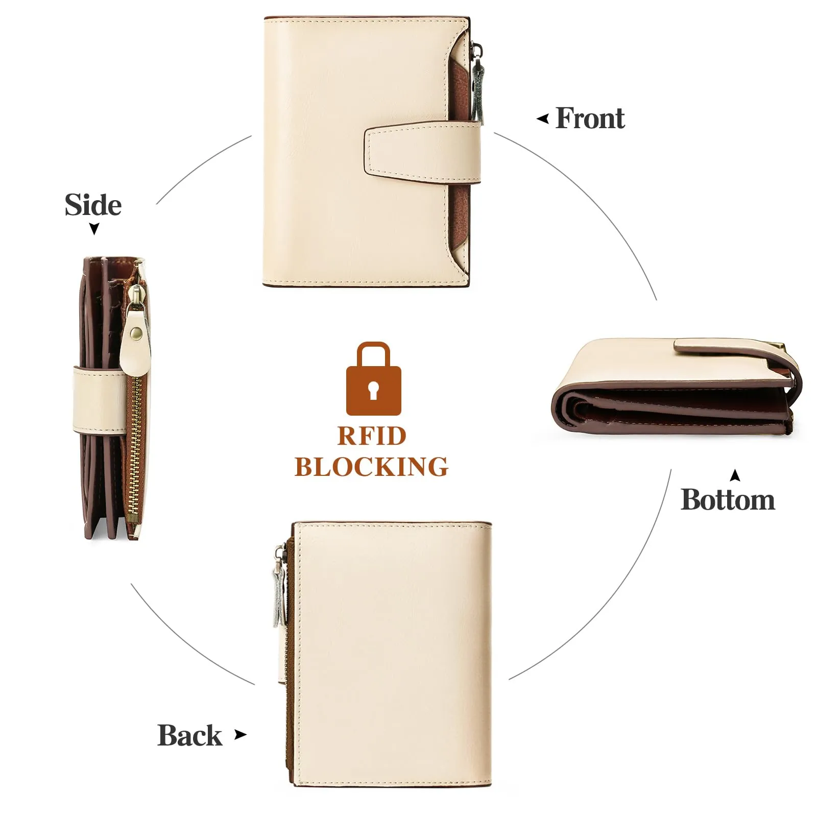 SENDEFN Portafoglio Donna in Pelle Vera con RFID Blocking, 14 Slot Carte e Portamonete con Cerniera - immagine 3