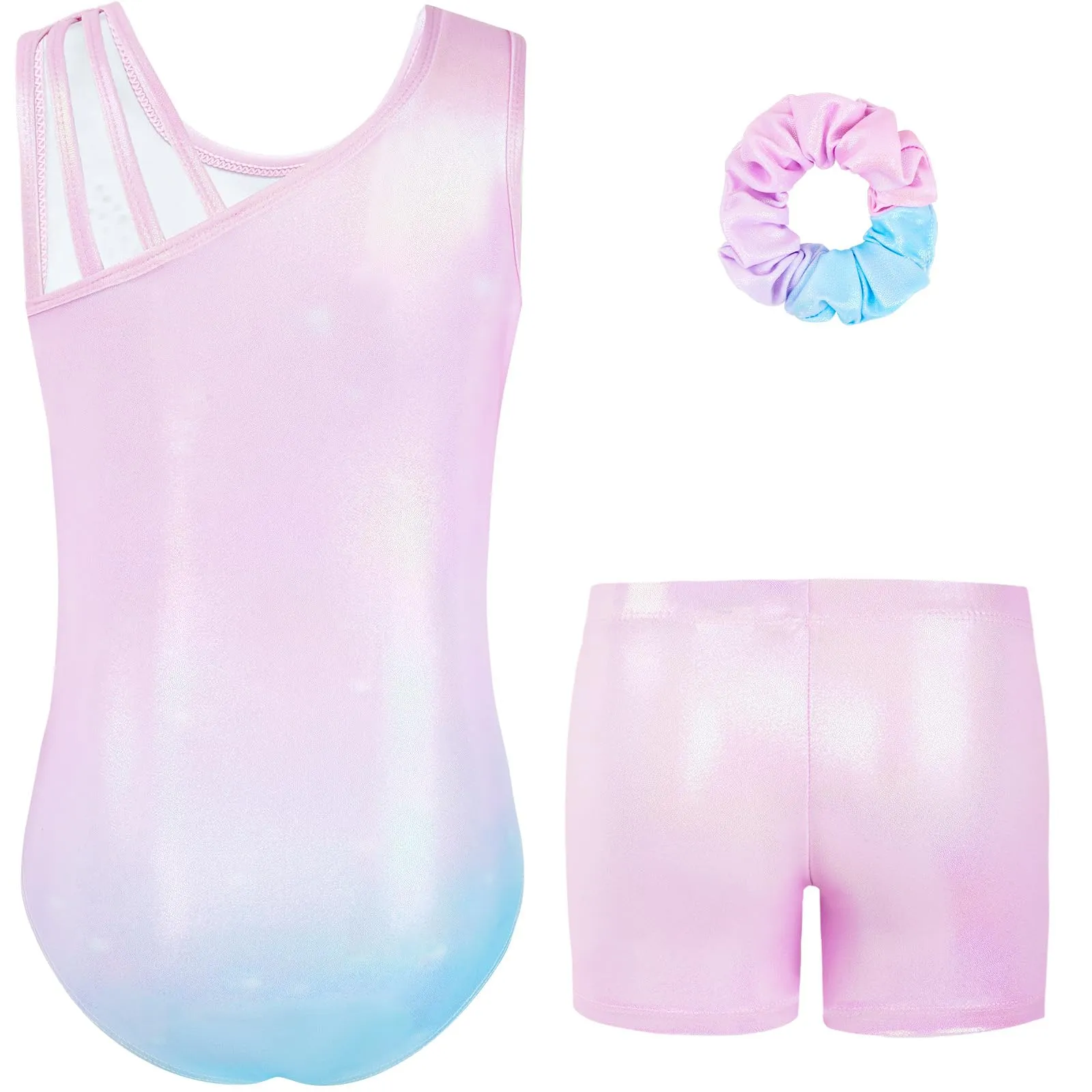Gogokids Body da Ginnastica con Strass, Pantaloncini e Fascia per Capelli, Rosa Chiaro, 9-10 Anni - immagine 2