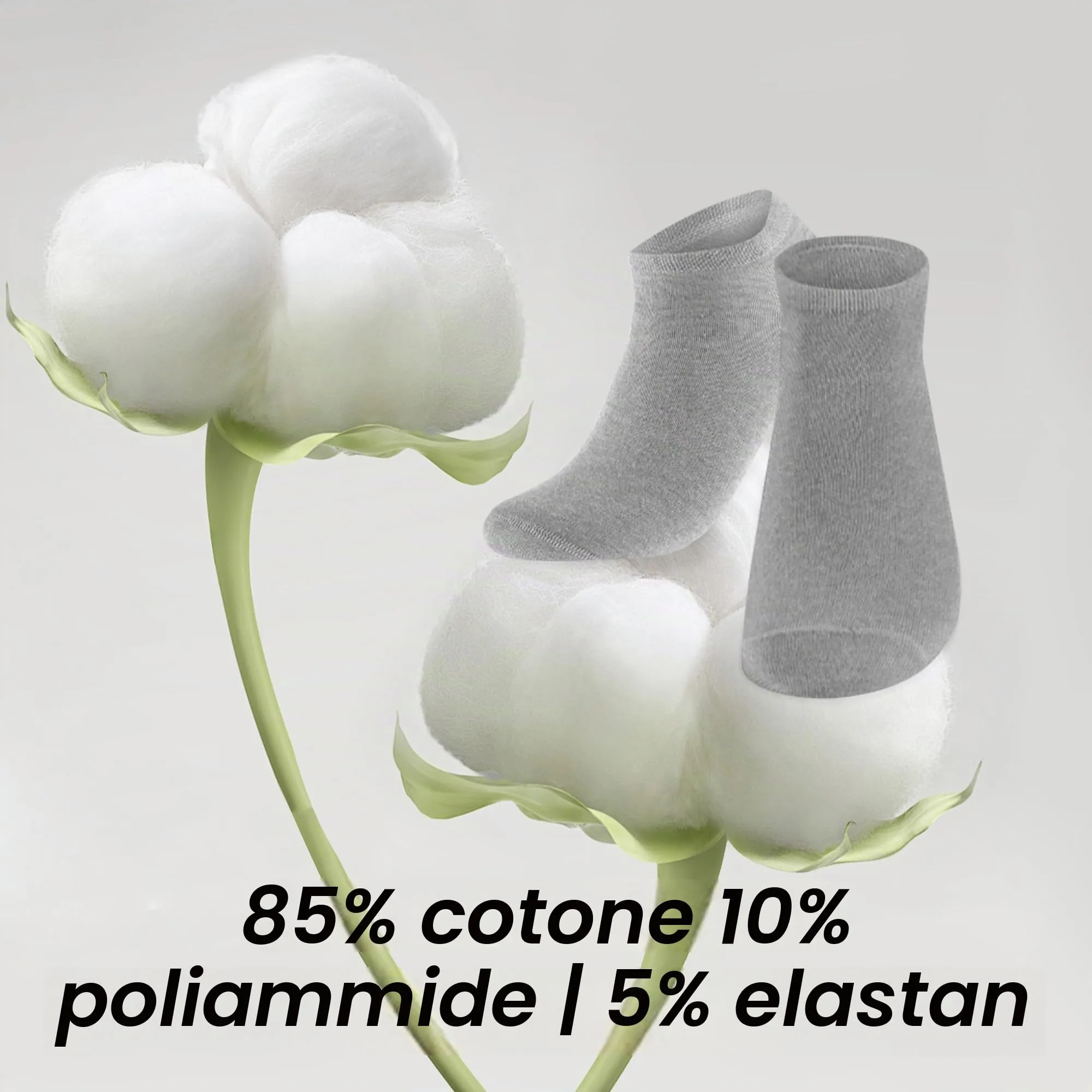 Lakpoau Calzini Corti Sportivi Unisex in Cotone Traspirante, 12 Paia, 35-38, Bianchi Neri Grigio - immagine 5
