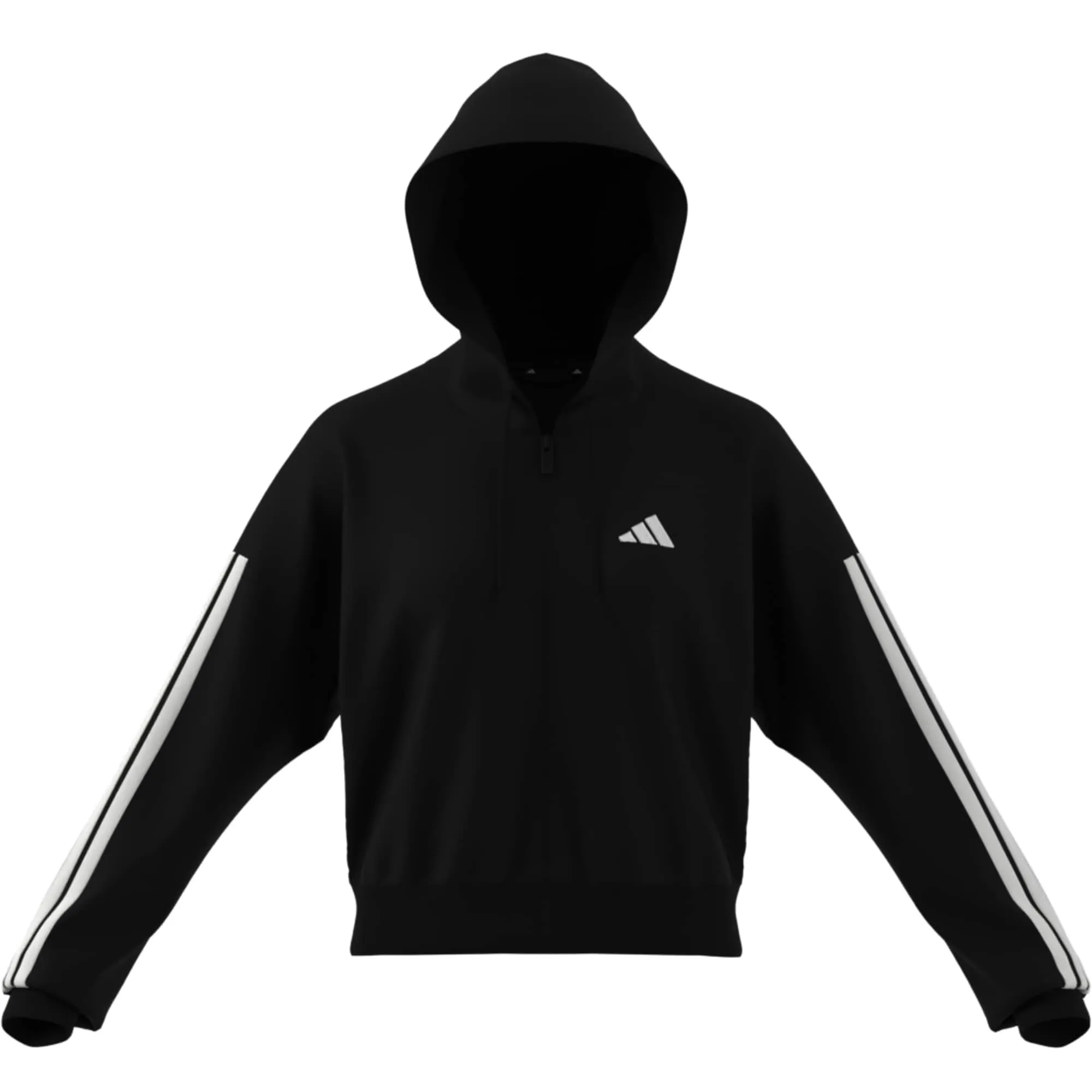 adidas Donna Essentials 3-Stripes French Terry Full Zip Hoodie Sweatshirt, Black/White, XXS - immagine 7