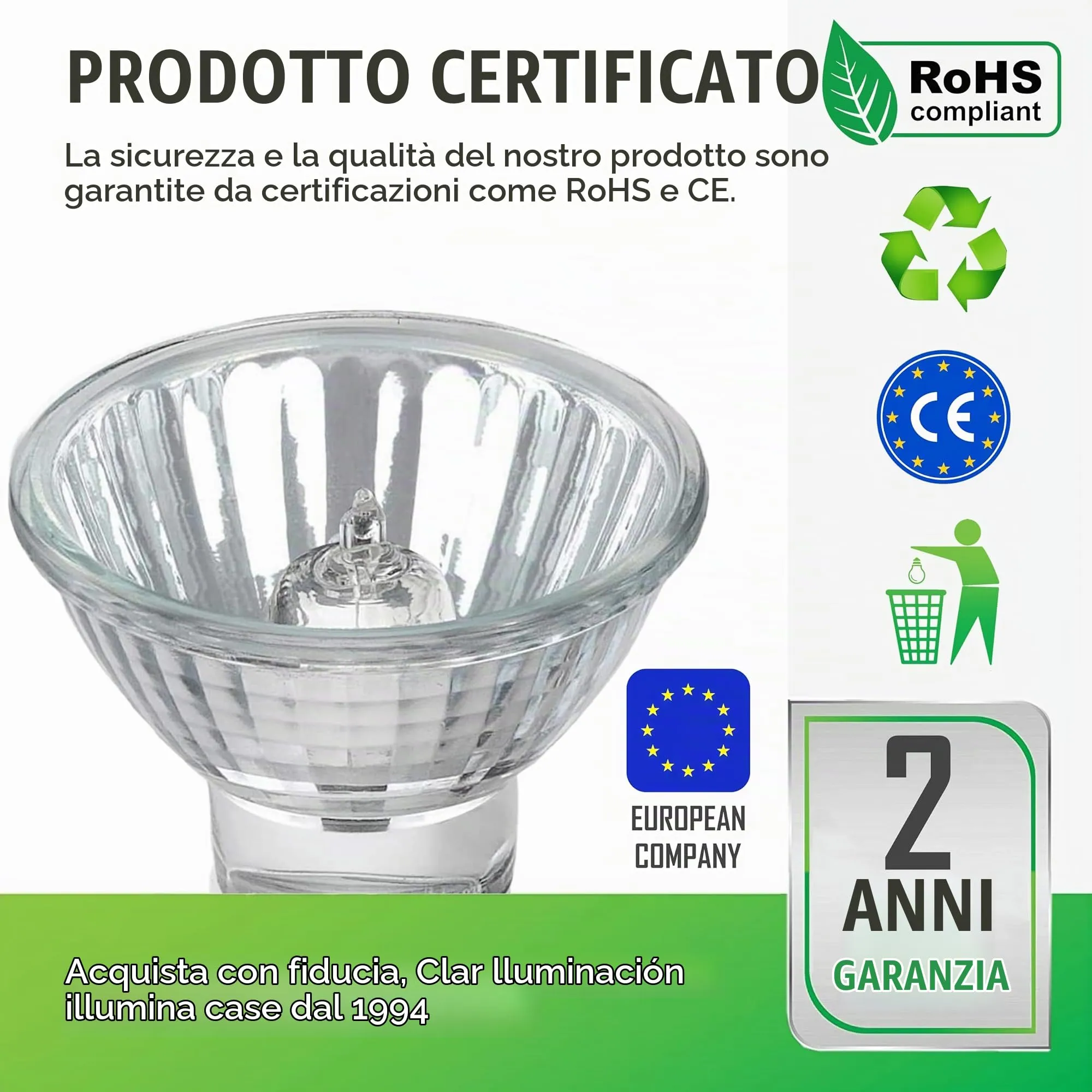 CLAR Lampadine Alogene MR11 GU4 12V 20W Luce Bianca Calda (Confezione da 10) - immagine 3