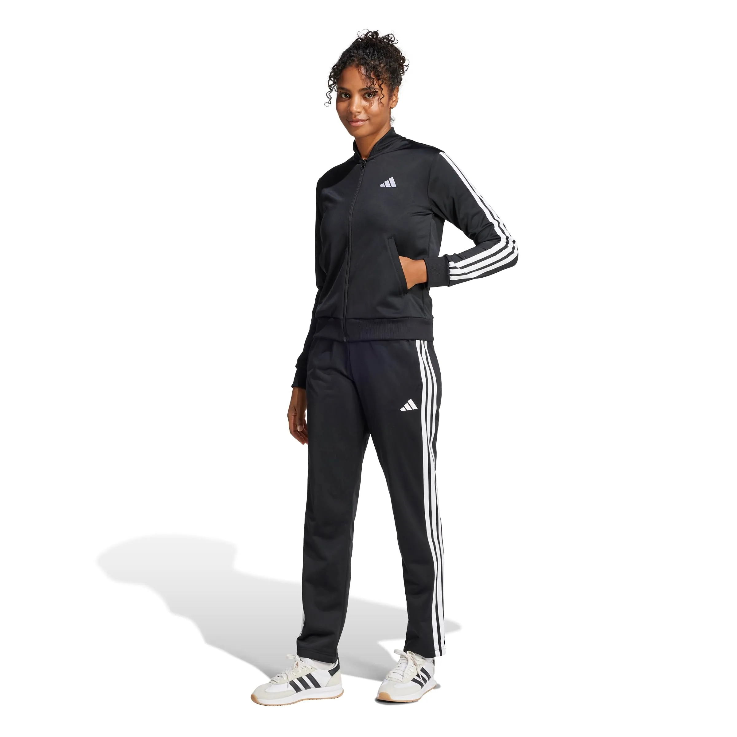 adidas Donna Essentials 3-Stripes Track Suit, Black, S - immagine 3