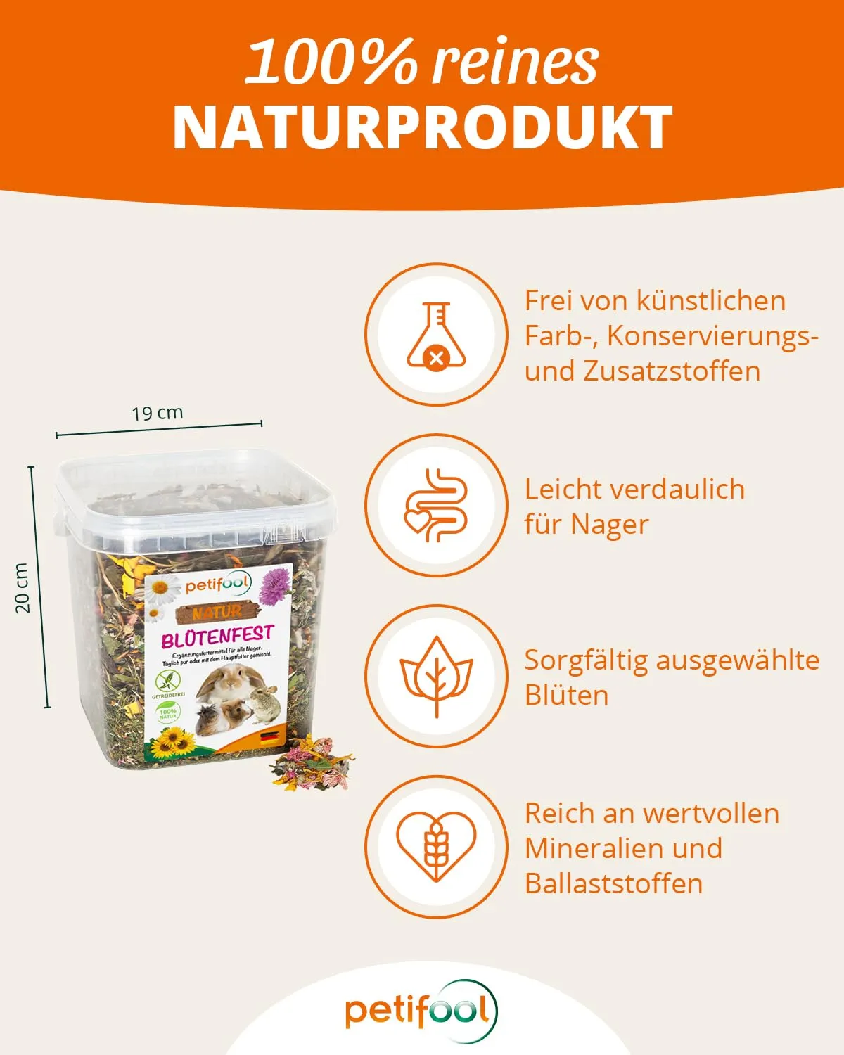 petifool Fiore resistente, Mangime Complementare Naturale per Roditori, 380 g - immagine 2