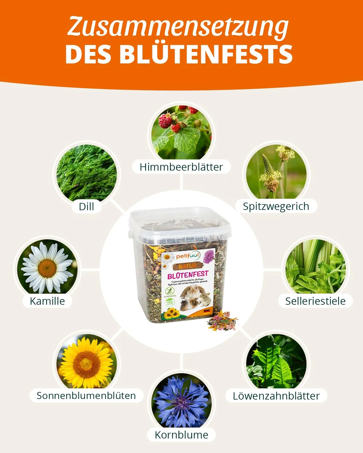 petifool Fiore resistente, Mangime Complementare Naturale per Roditori, 380 g - immagine 4
