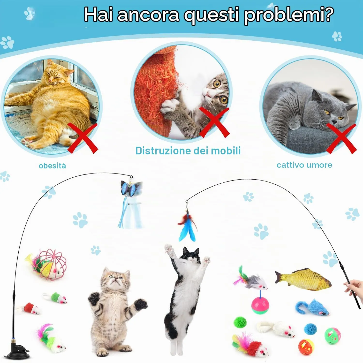 UGBO Set di 39 Giocattoli Interattivi per Gatti e Conigli, Tunnel di Gioco Pieghevole a 3 Vie con Ventosa Rotonda - immagine 4